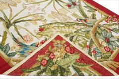 Multicolor Vintage Portuguese Aubusson Needlepoint Wool Rug