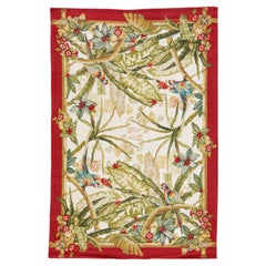 Portugiesischer mehrfarbiger Vintage-Aubusson-Wollteppich mit Gobelinstickereien