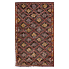 Tappeto vintage multicolore in lana geometrica Sumakh fatto a mano
