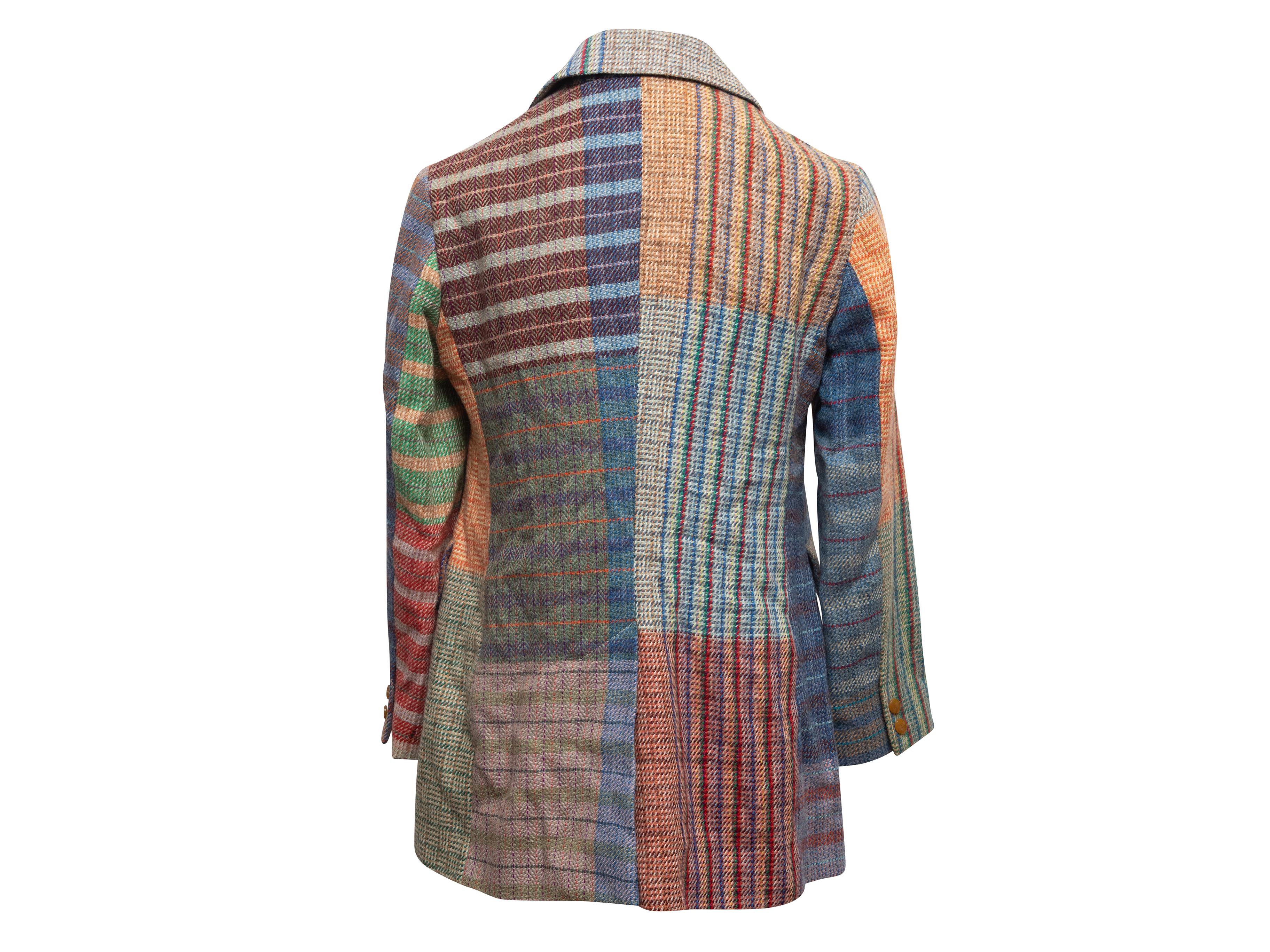 Gray Multicolor Vivienne Westwood Wool Rainbow Plaid Blazer Size IT 44 For Sale
