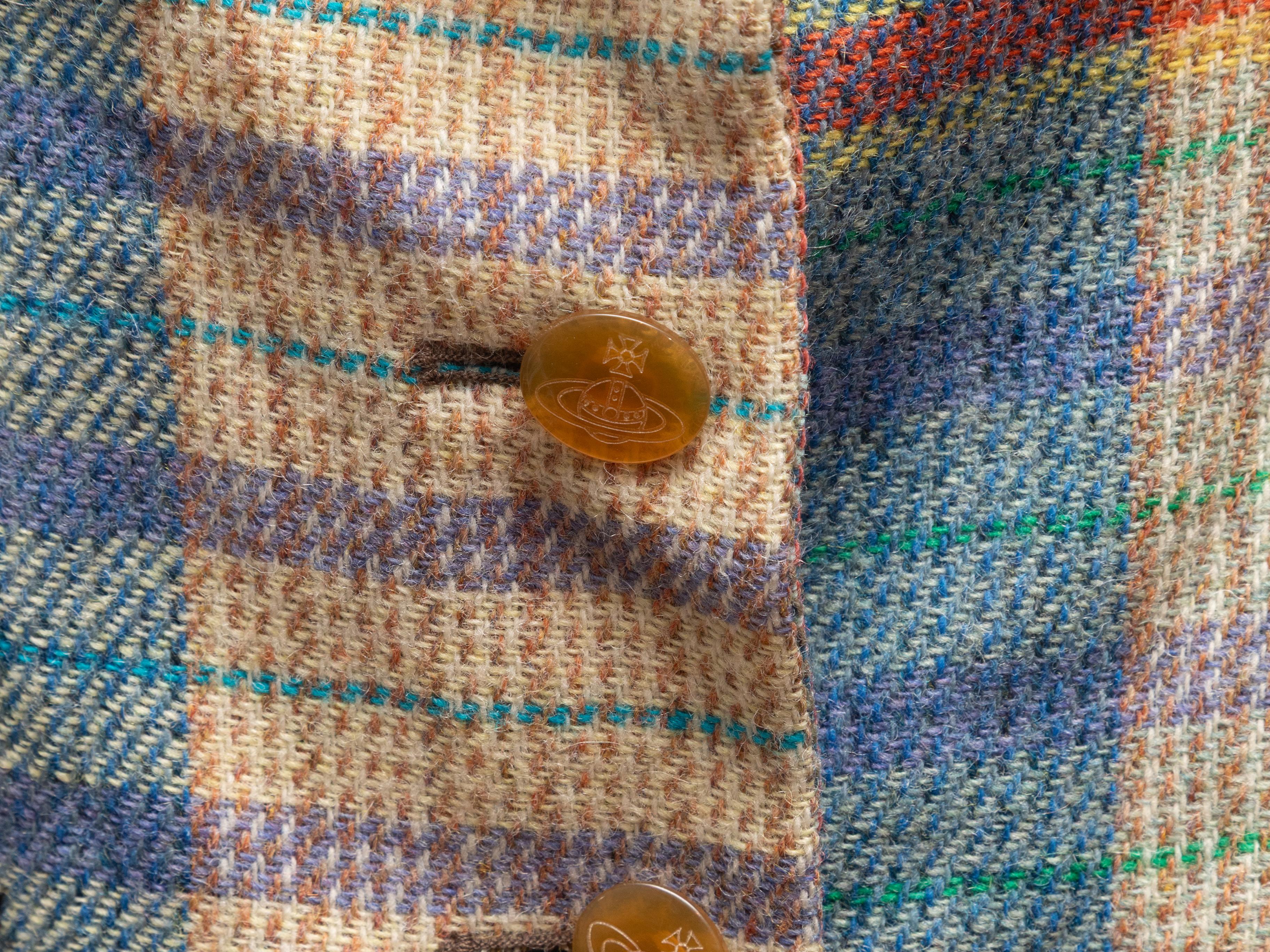 Multicolor Vivienne Westwood Wool Rainbow Plaid Blazer Size IT 44 For Sale 1