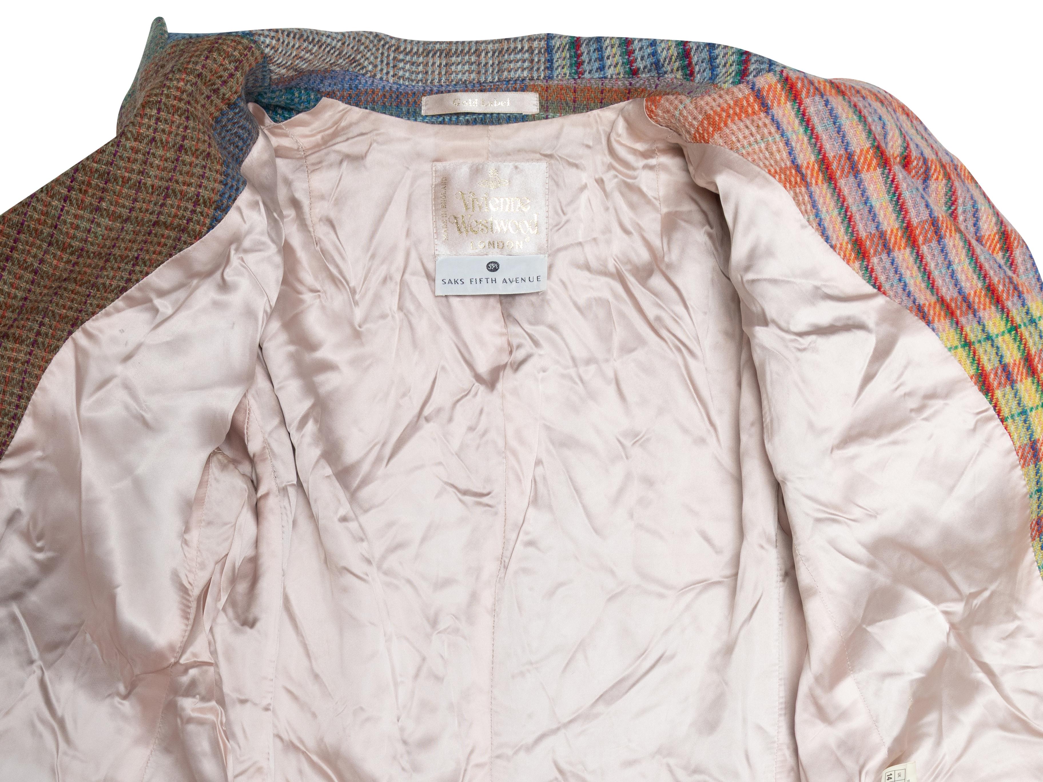 Multicolor Vivienne Westwood Wool Rainbow Plaid Blazer Size IT 44 For Sale 2