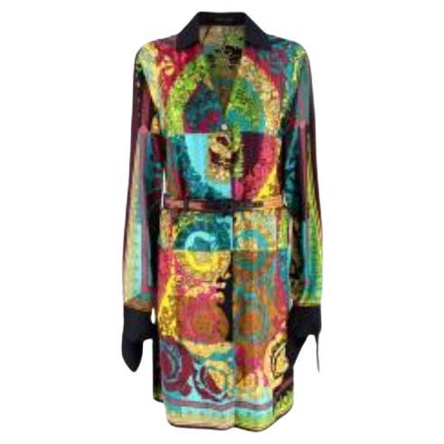 Multicolor Voyage Barocco Printed Shirt Dress For Sale