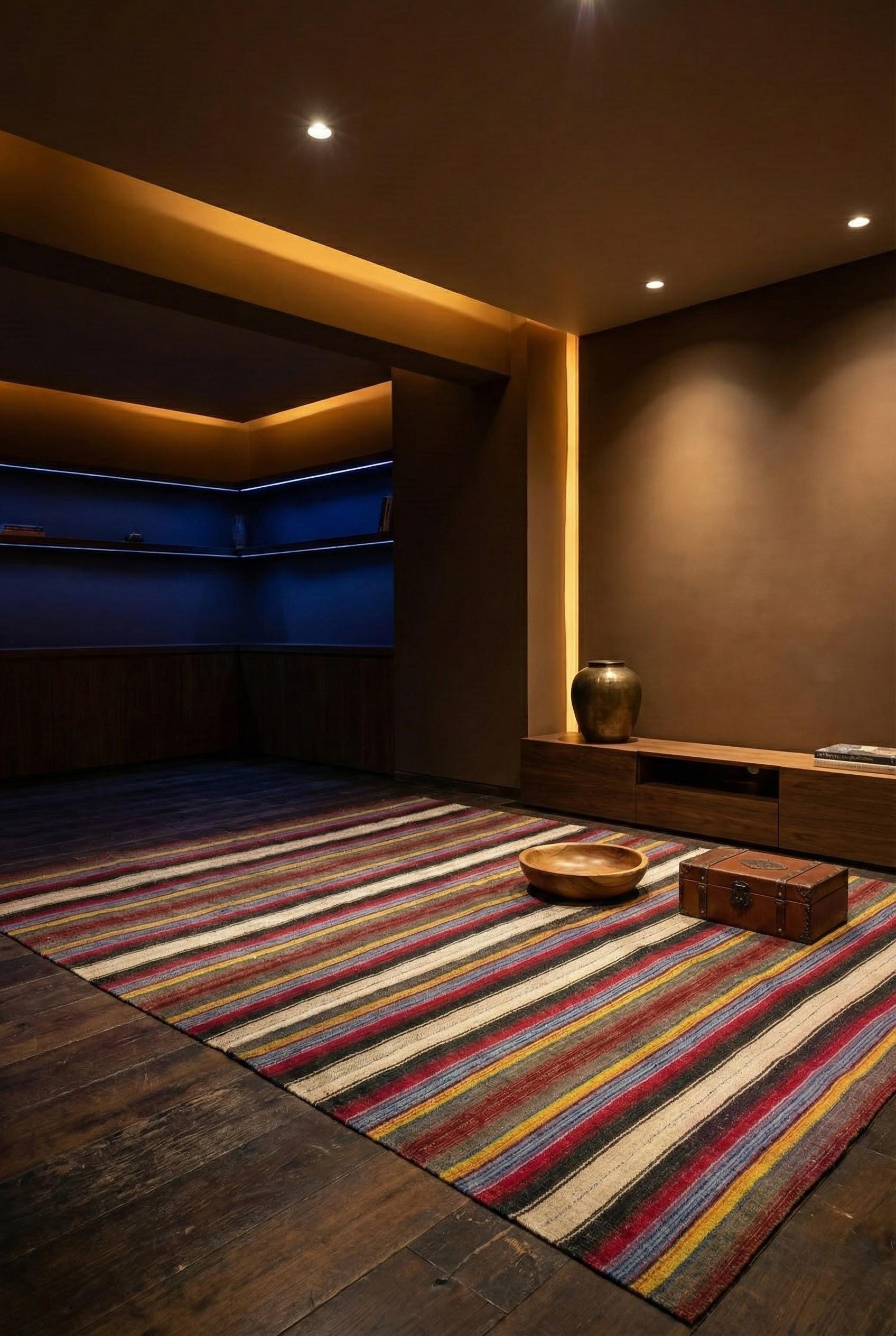 Multicolor Wolle Flachgewebe Teppich 11 ft x 14 ft , Zimmer Größe für Wohnzimmer (Stammeskunst) im Angebot