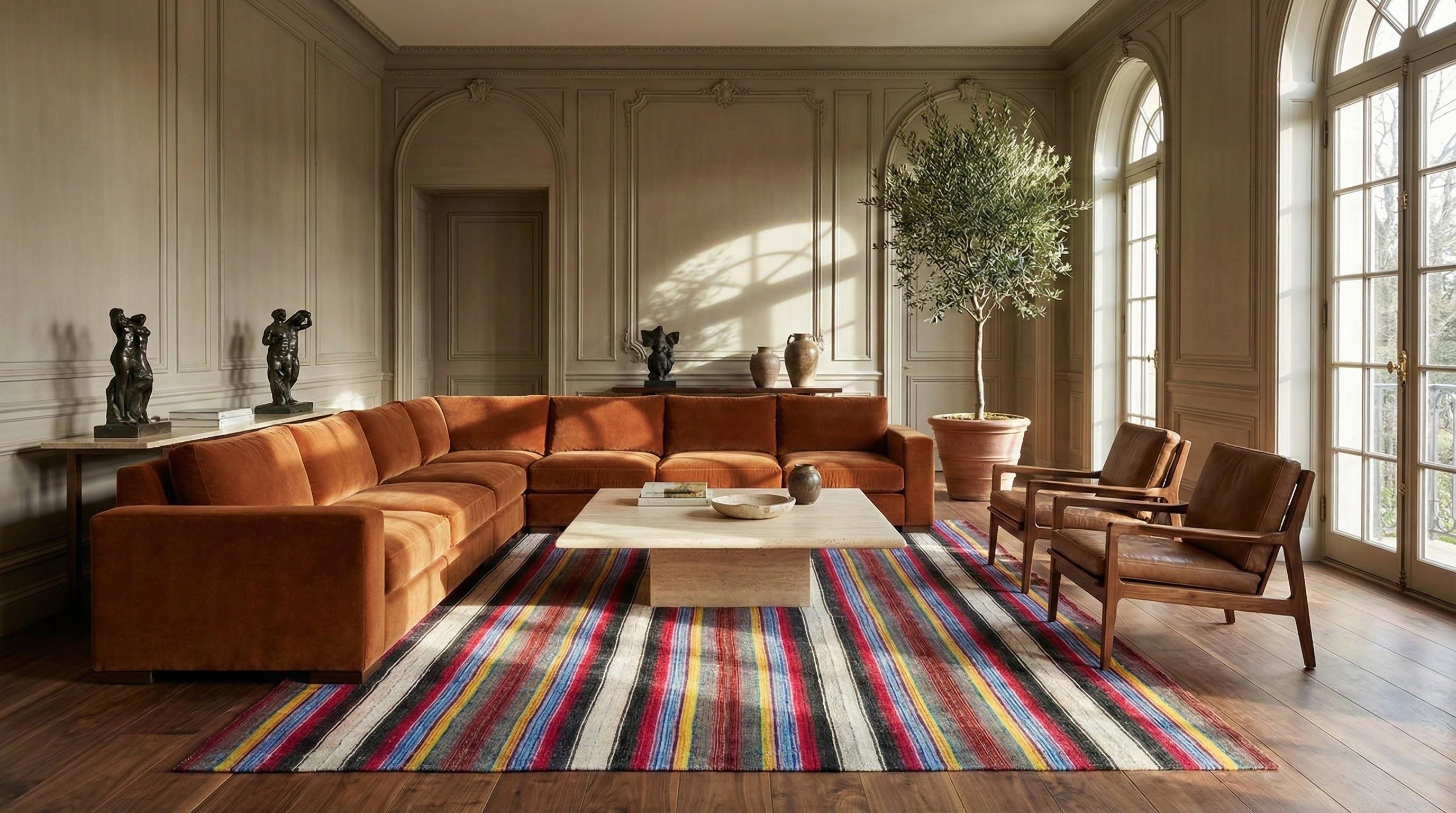 Multicolor Wolle Flachgewebe Teppich 11 ft x 14 ft , Zimmer Grö�ße für Wohnzimmer (Persisch) im Angebot