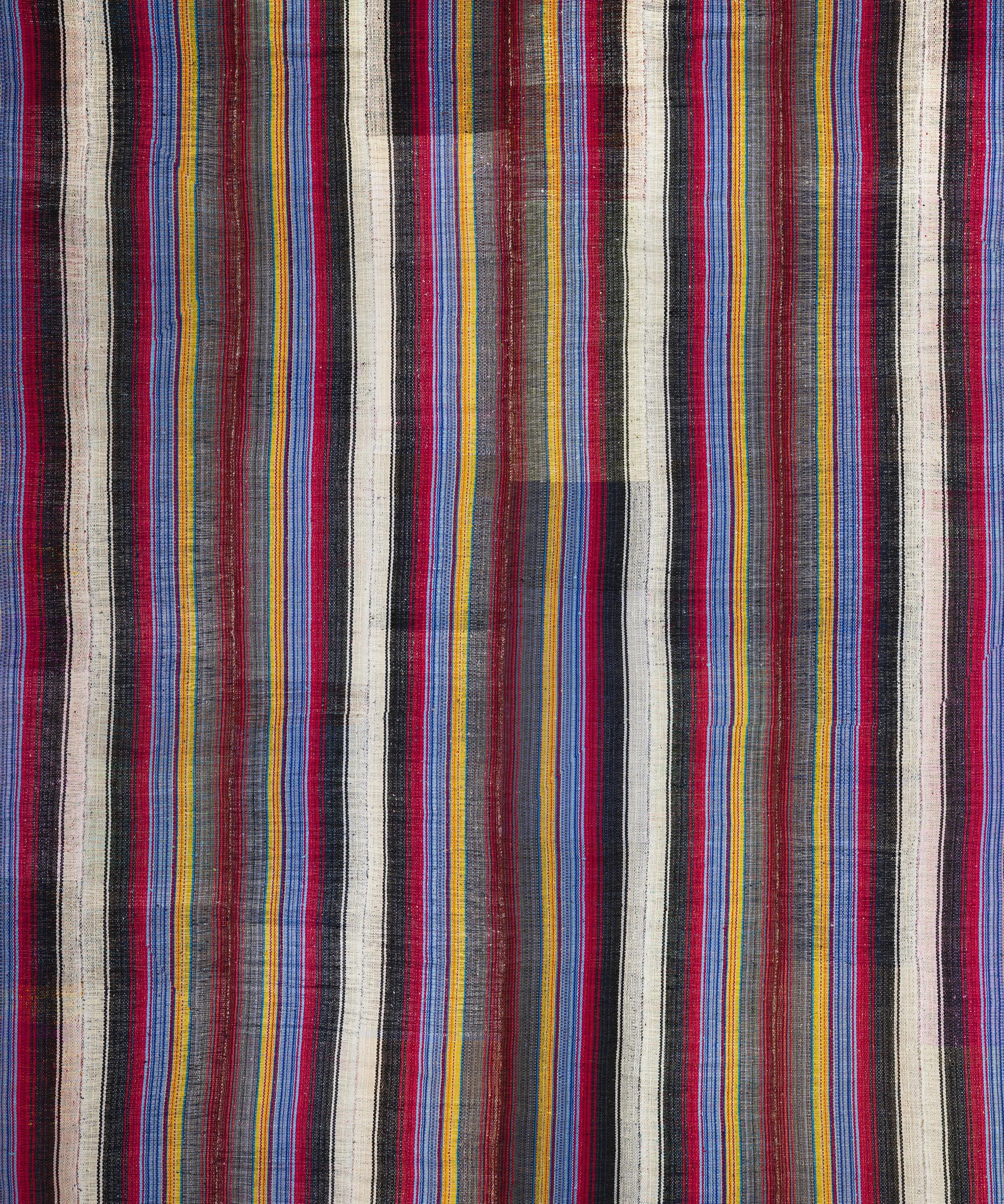 Multicolor Wolle Flachgewebe Teppich 11 ft x 14 ft , Zimmer Größe für Wohnzimmer (Handgewebt) im Angebot