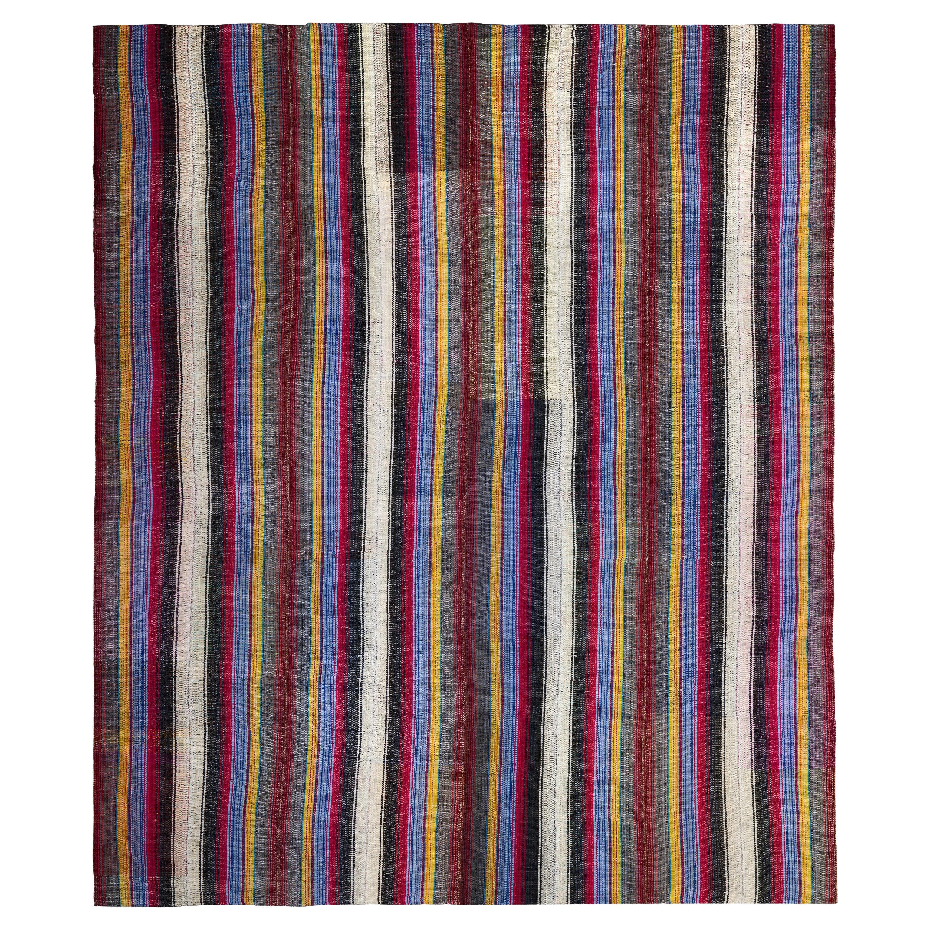 Multicolor Wolle Flachgewebe Teppich 11 ft x 14 ft , Zimmer Größe für Wohnzimmer im Angebot