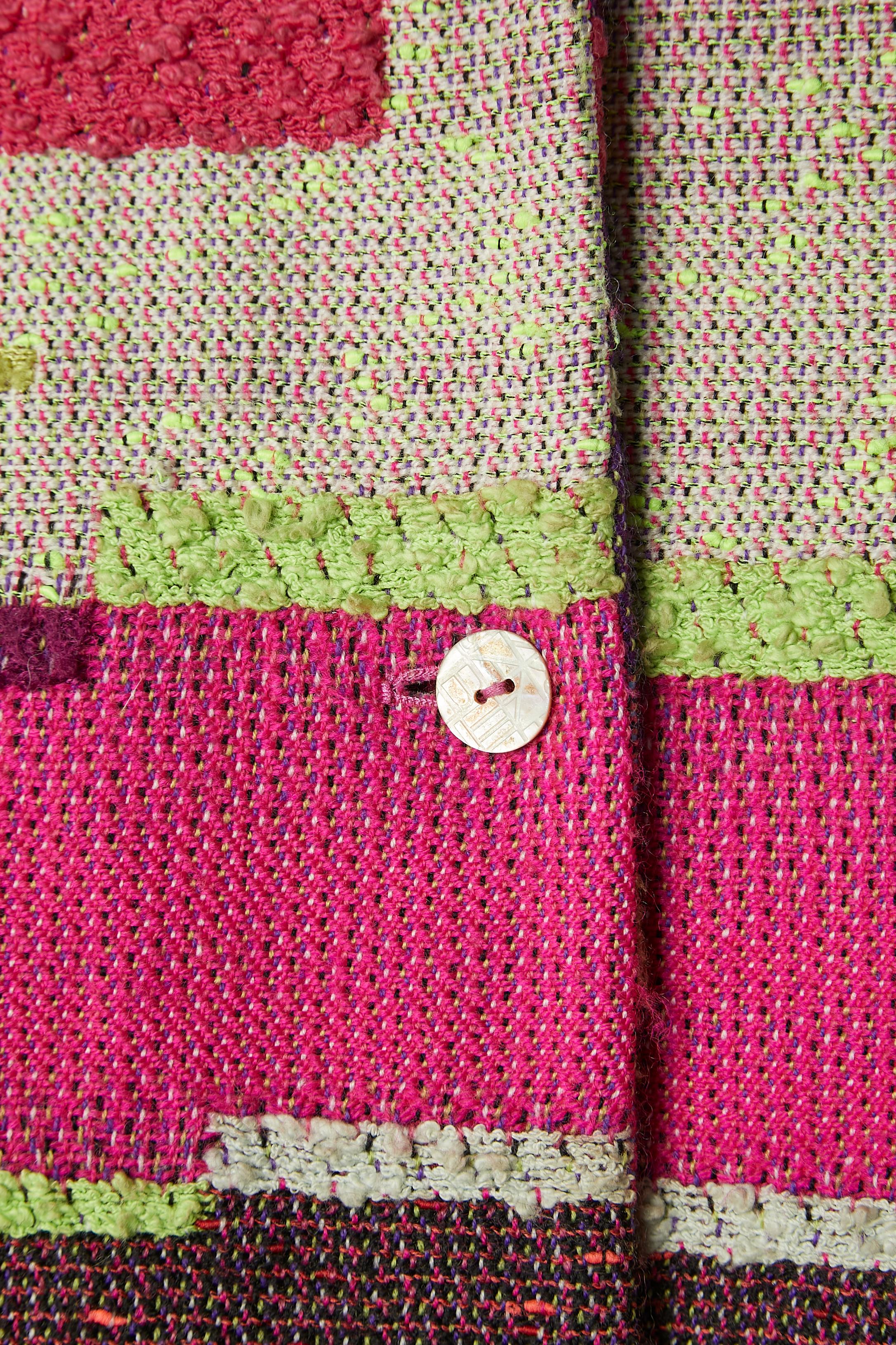 Multicolor wool jacquard skirt suit Christian Lacroix Bazar  In Excellent Condition For Sale In Saint-Ouen-Sur-Seine, FR