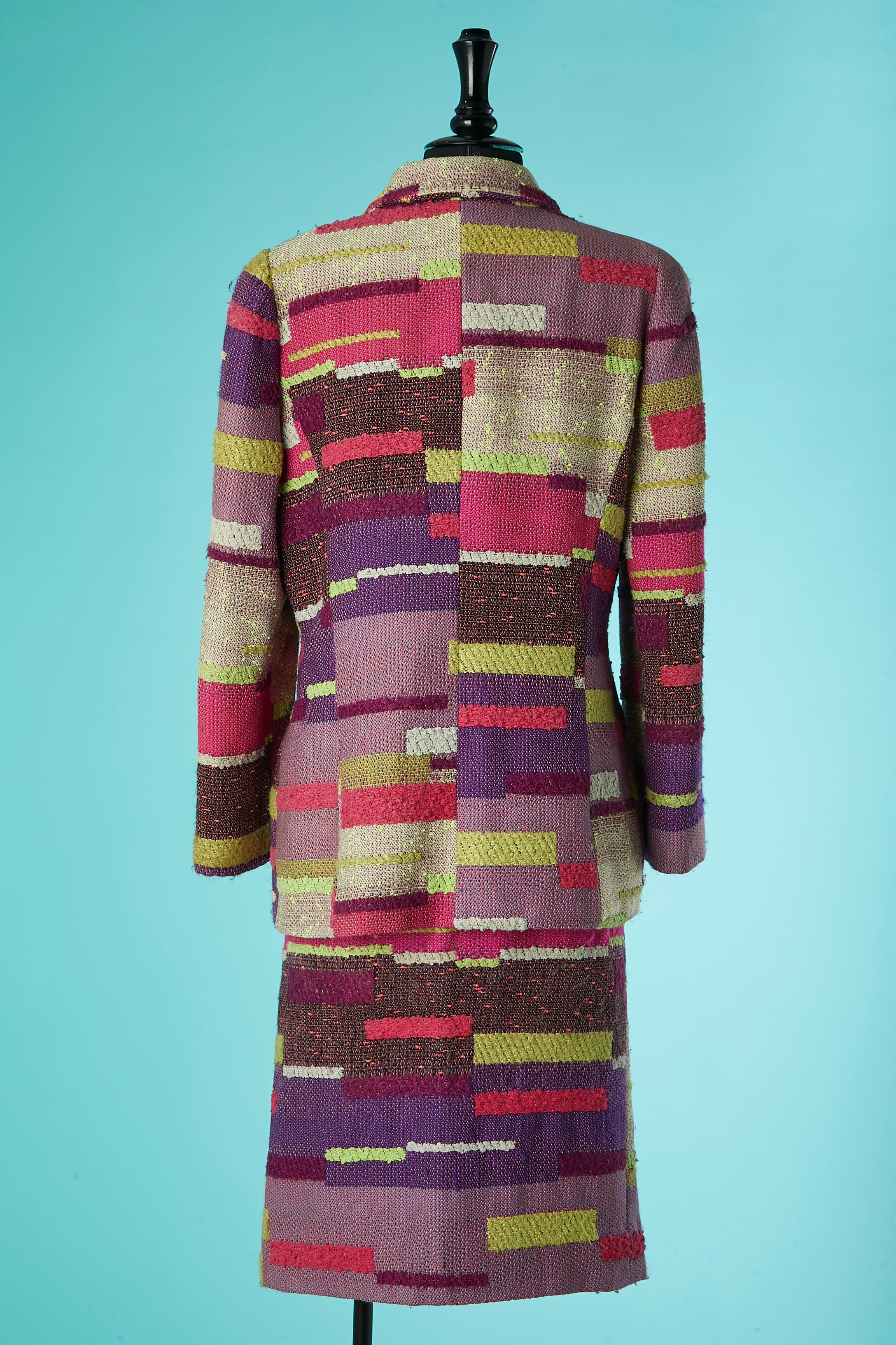 Tailleur jupe en jacquard de laine multicolore Christian Lacroix Bazar  en vente 2
