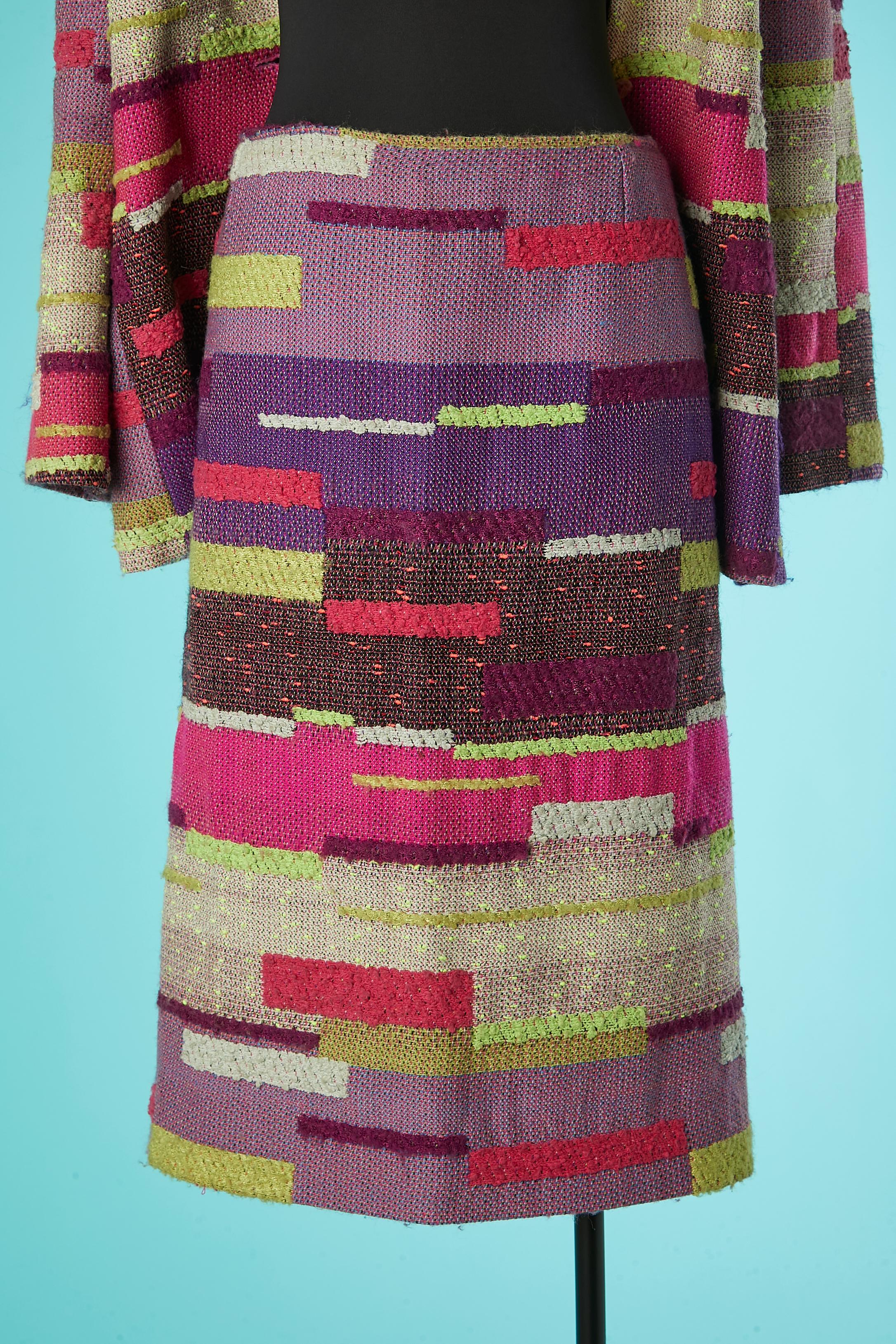 Multicolor wool jacquard skirt suit Christian Lacroix Bazar  For Sale 4