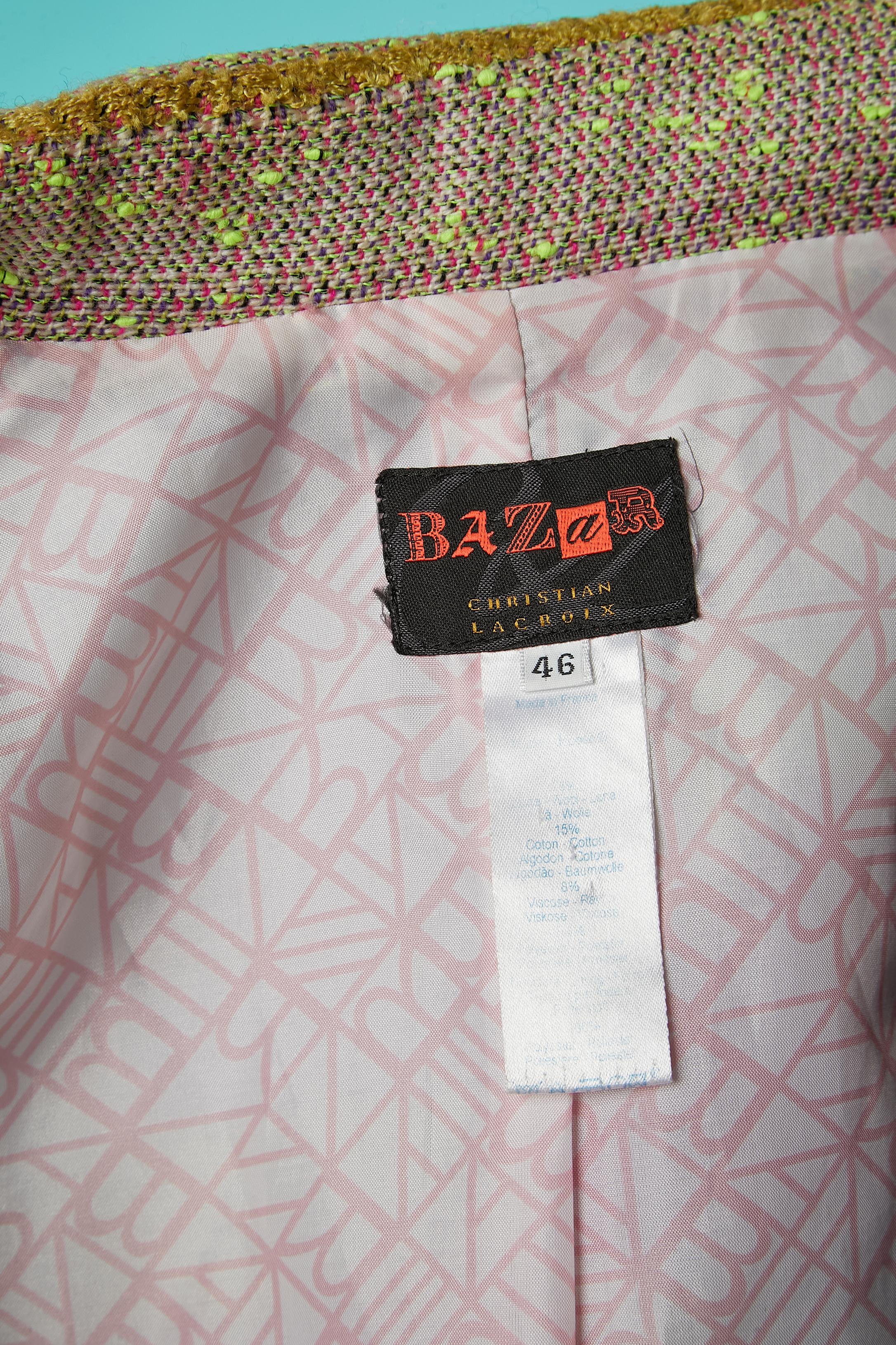 Multicolor wool jacquard skirt suit Christian Lacroix Bazar  For Sale 5