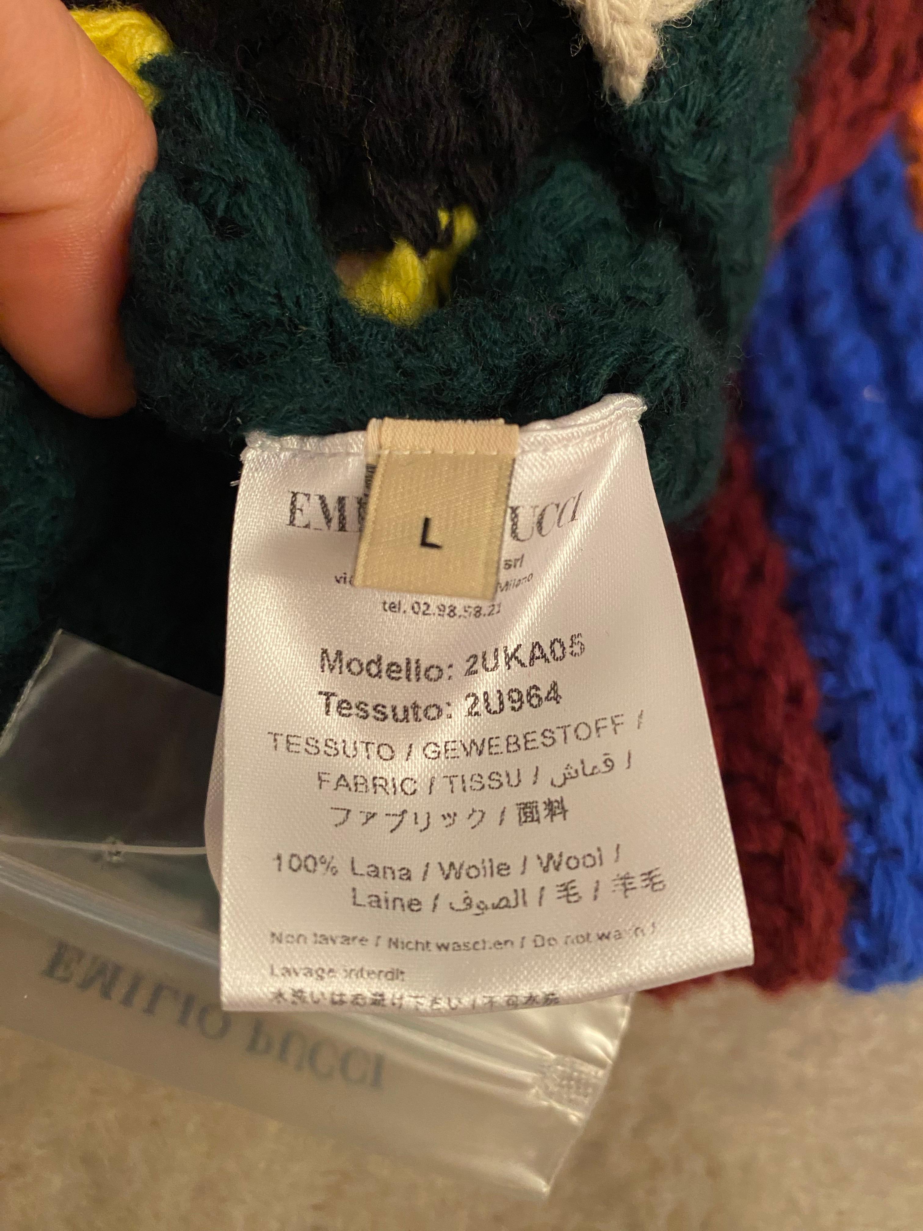 Multicolor wool poncho with a high neck by Pucci In New Condition For Sale In Carnate, IT