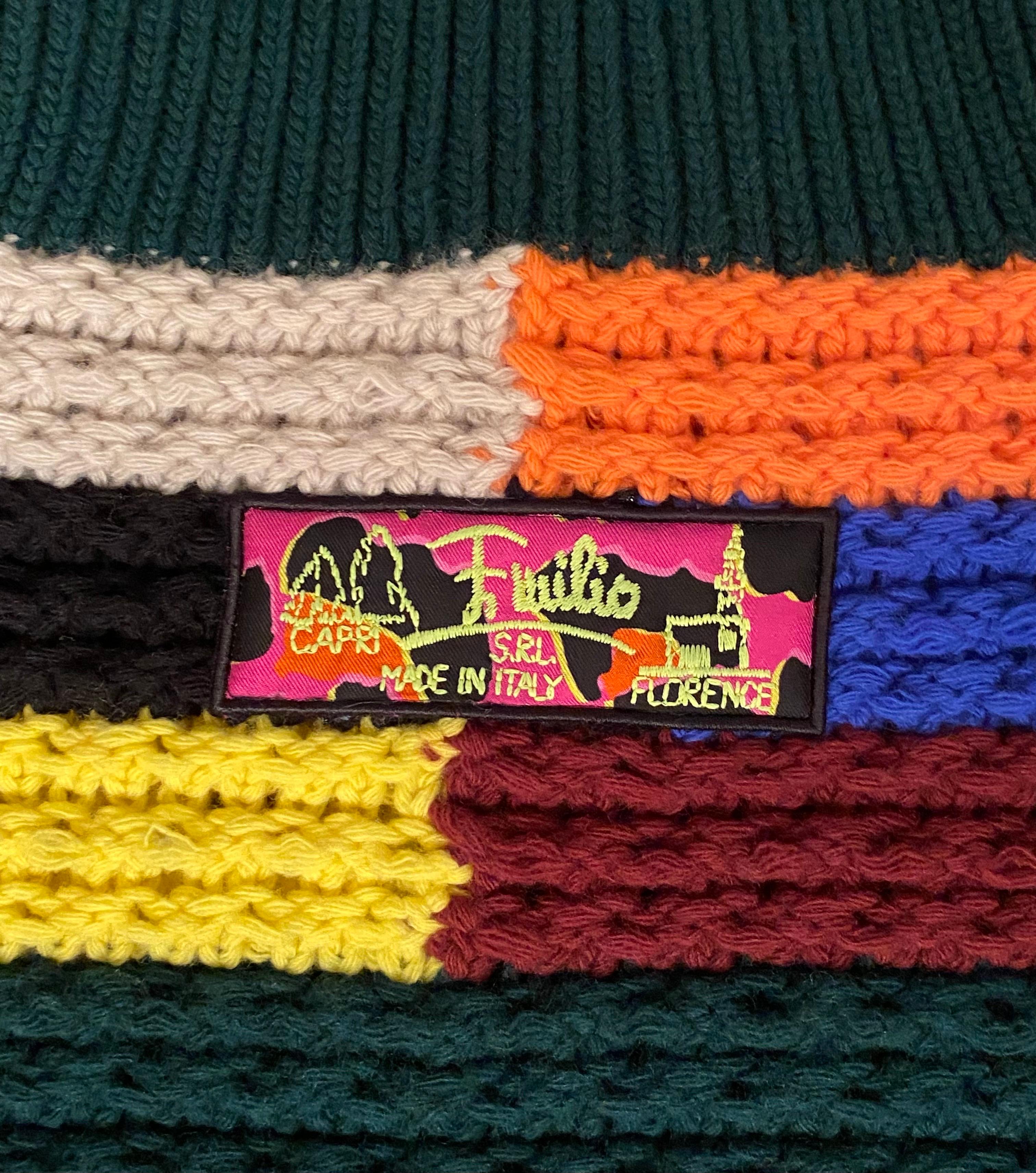 Women's or Men's Multicolor wool poncho with a high neck by Pucci For Sale