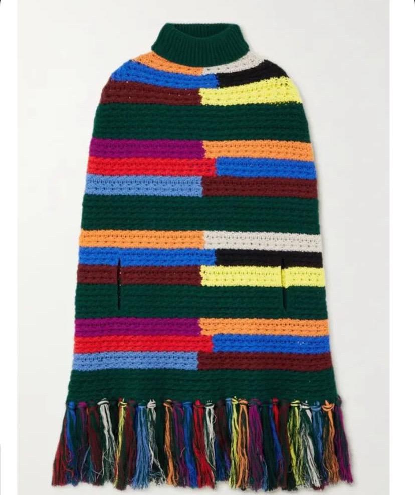Multicolor wool poncho with a high neck by Pucci For Sale 2