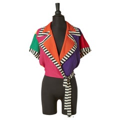 Veste enveloppante multicolore à manches courtes MOSCHINO COUTURE
