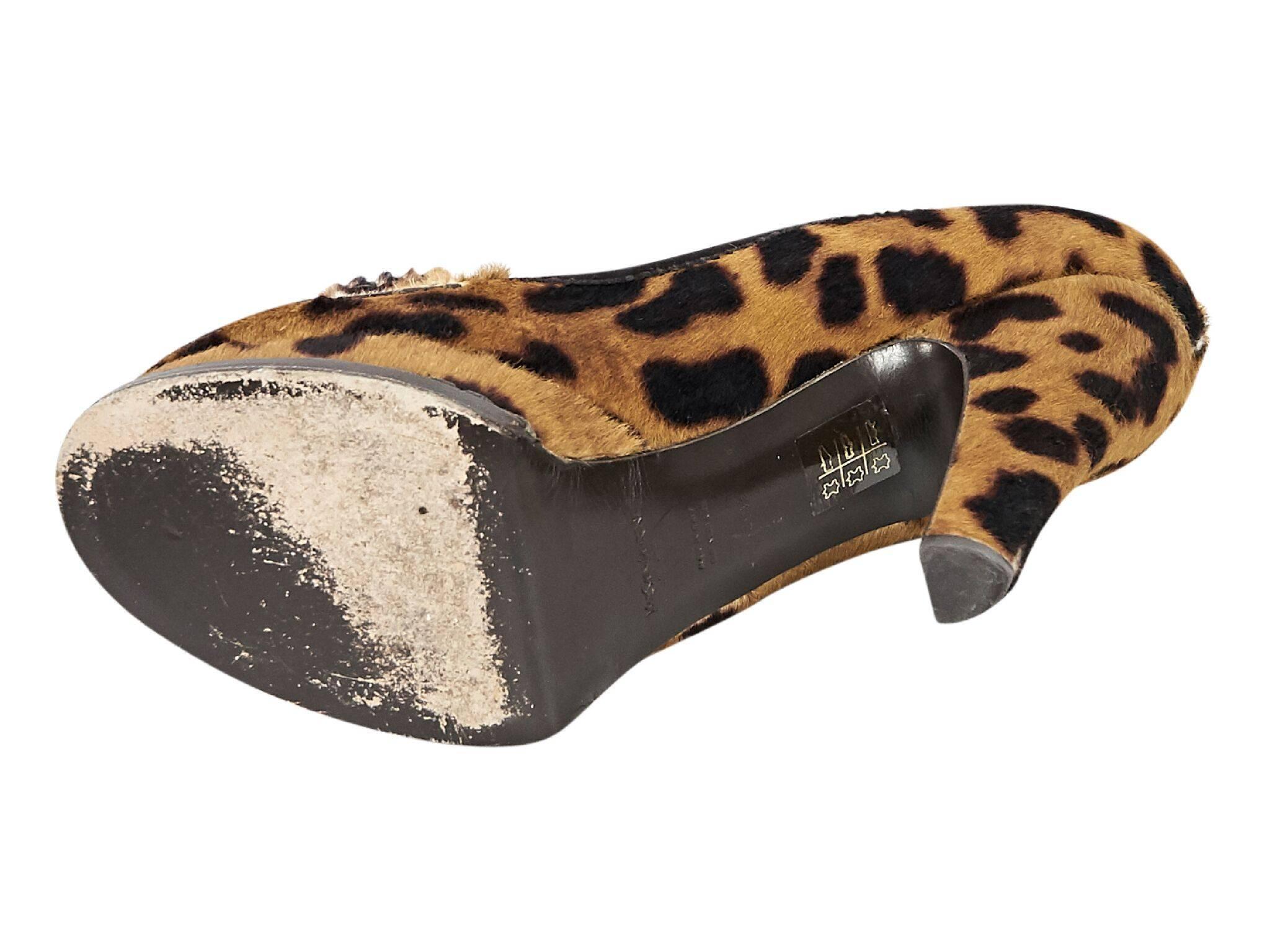 Multicolor Yves Saint Laurent Leopard-Print Platform Pumps In Good Condition In New York, NY