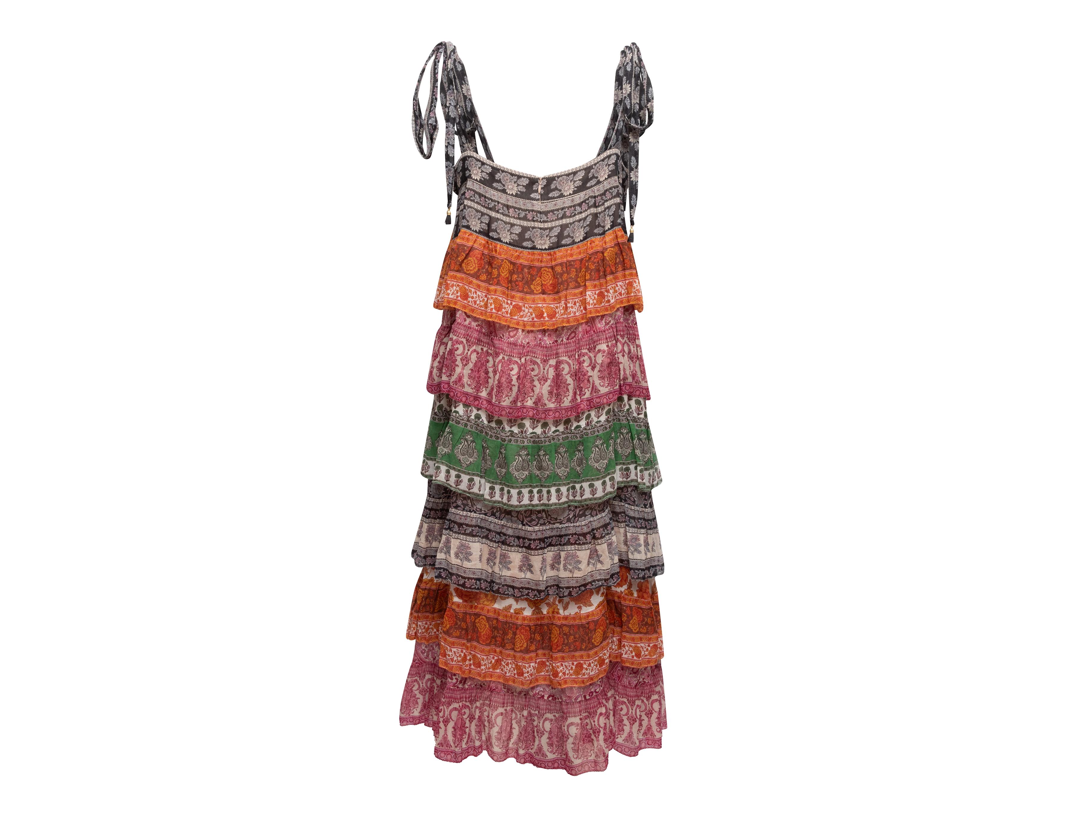 Multicolor Zimmermann Tiered Printed Maxi Dress In Good Condition In New York, NY