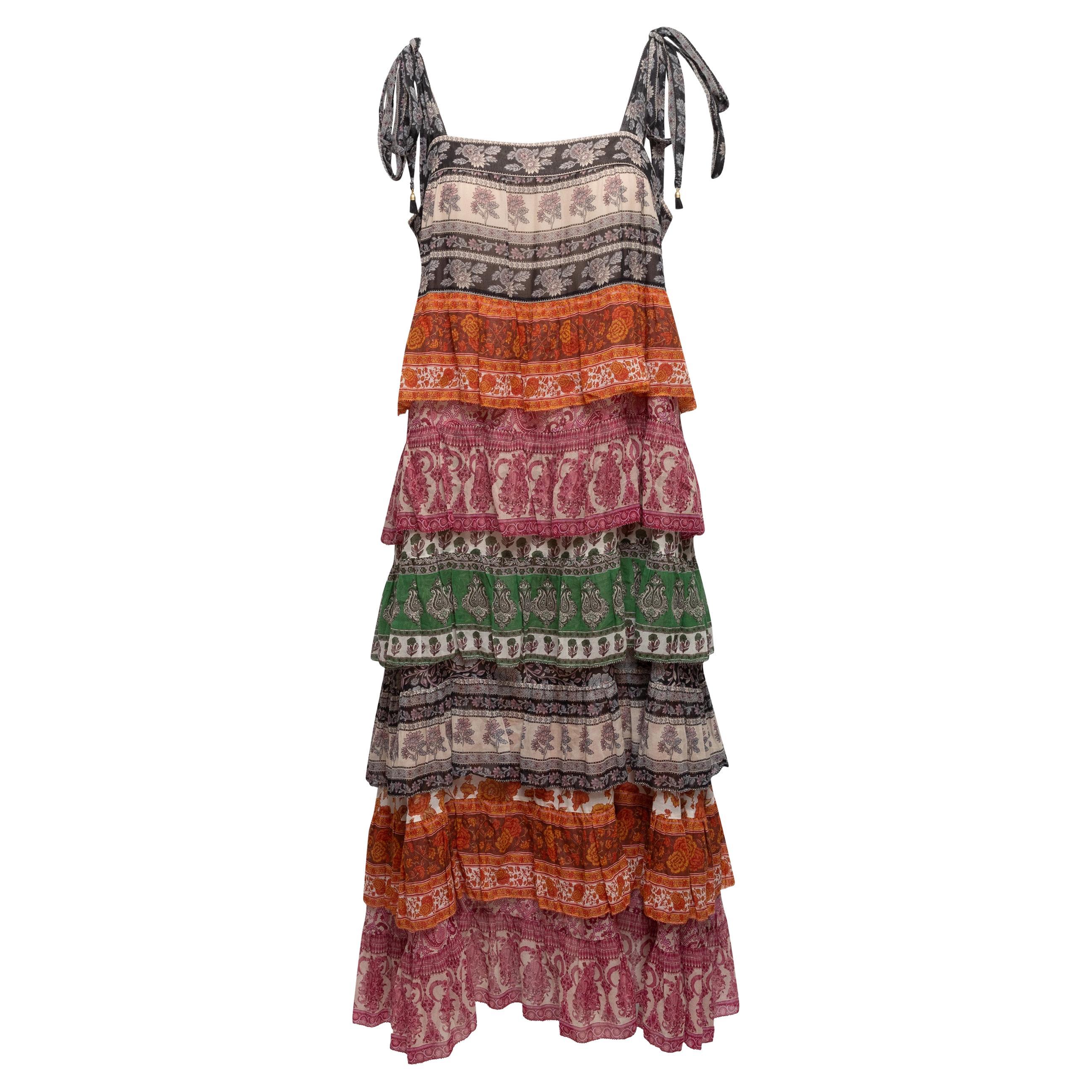 Multicolor Zimmermann Tiered Printed Maxi Dress
