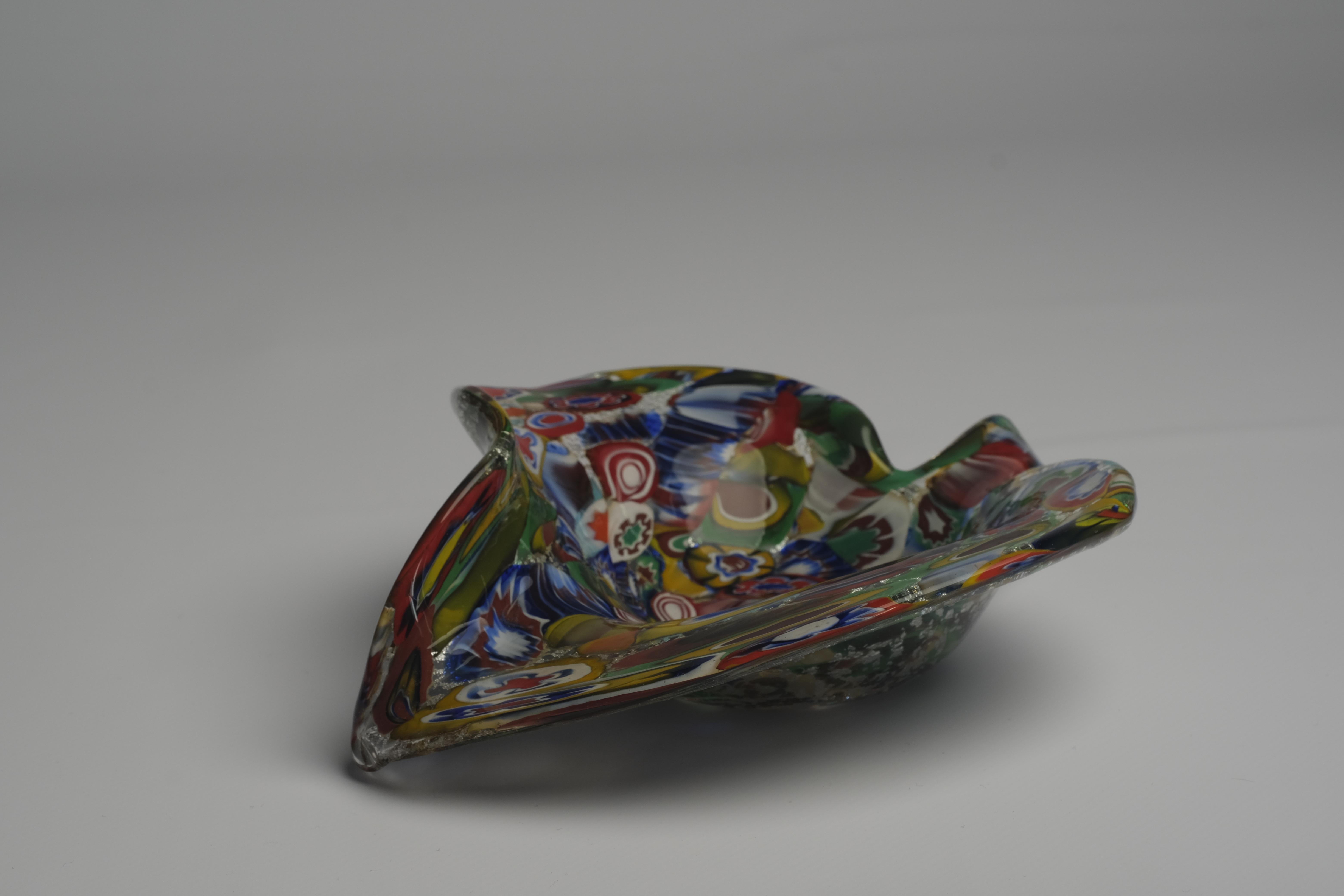 20th Century Multicolored 1950s Italian Millefiori Murano Glass Bowl For Sale