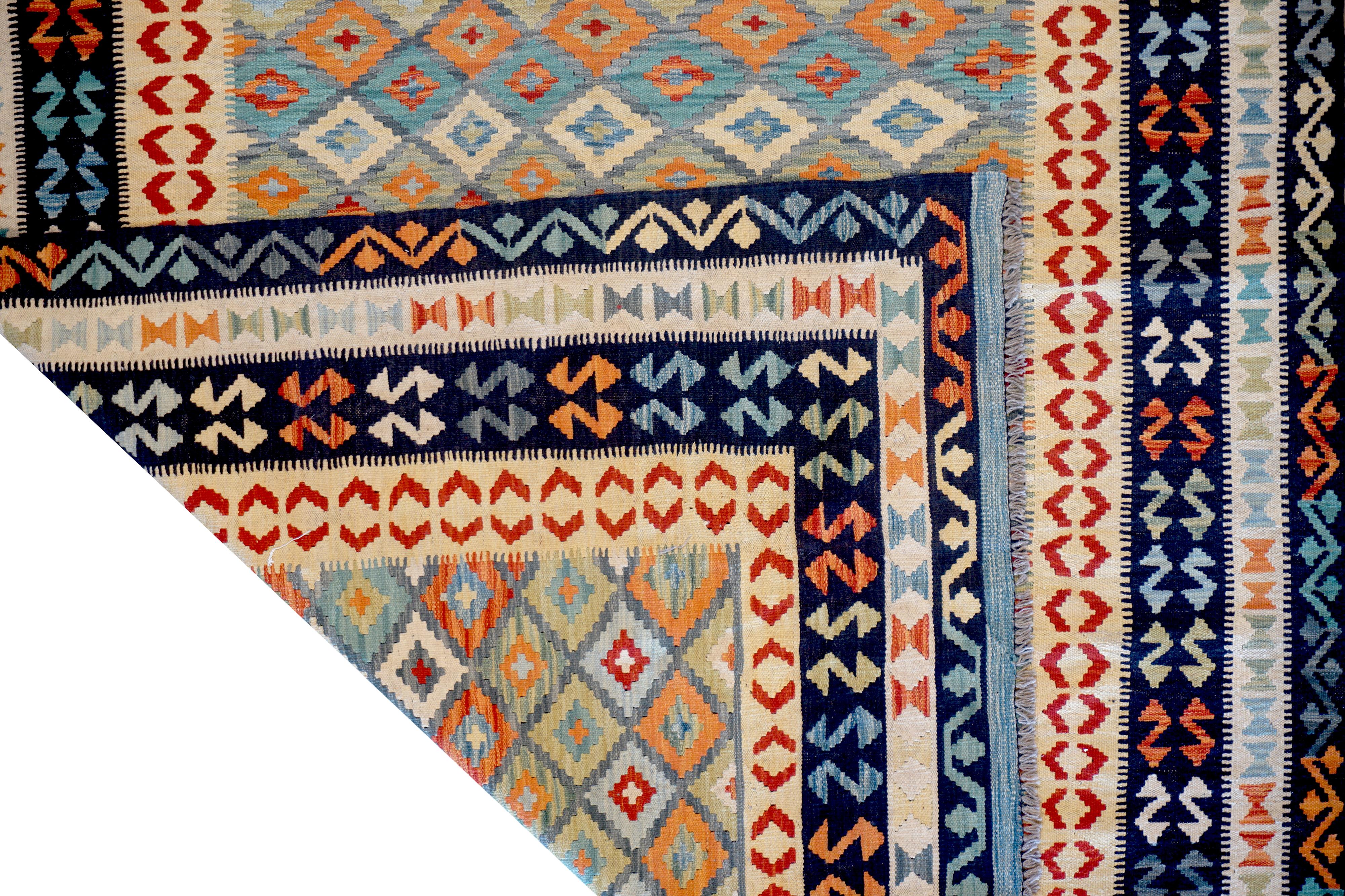 Contemporary Multicolored Afghan Kilim For Sale
