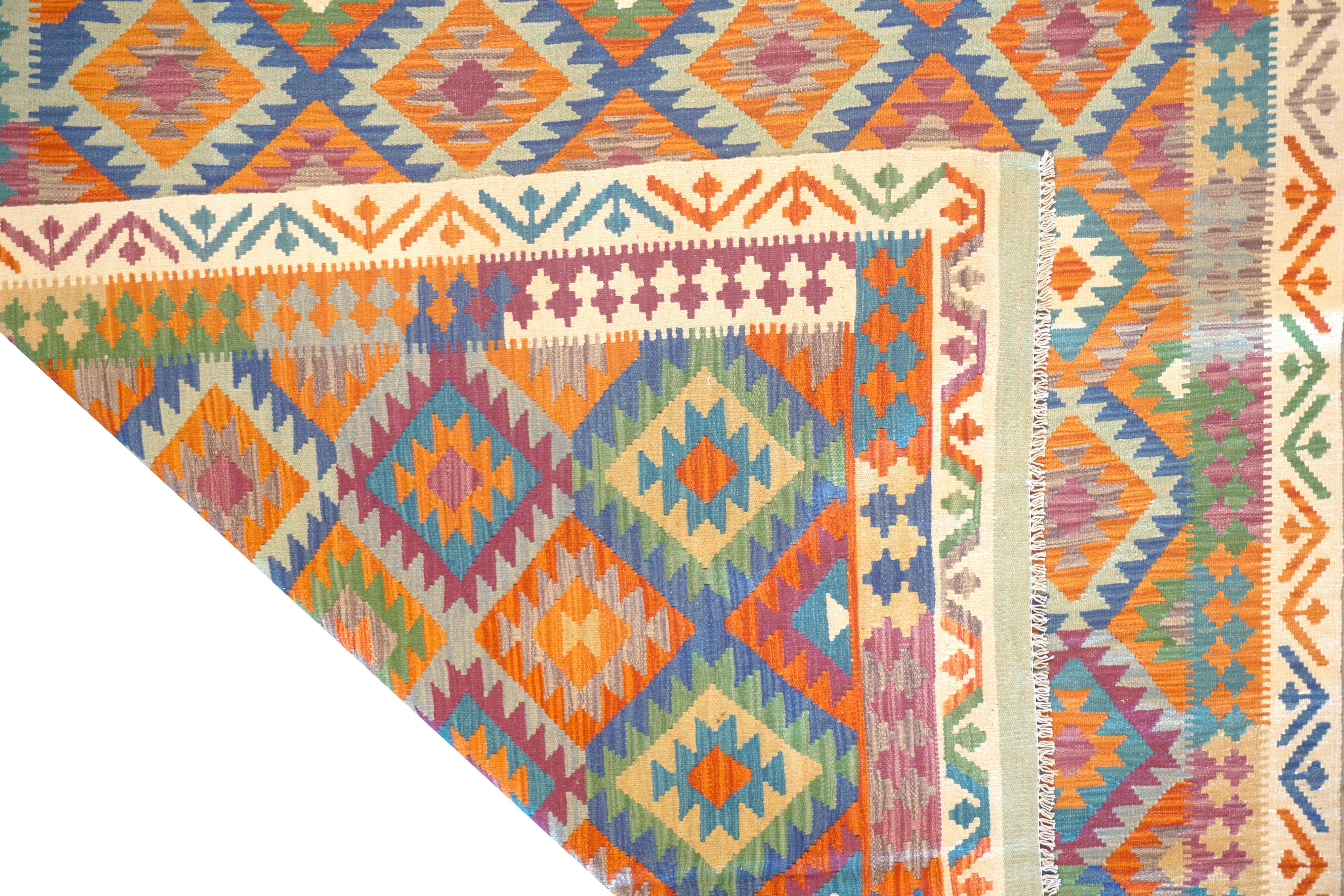 Contemporary Multicolored Afghan Kilim For Sale