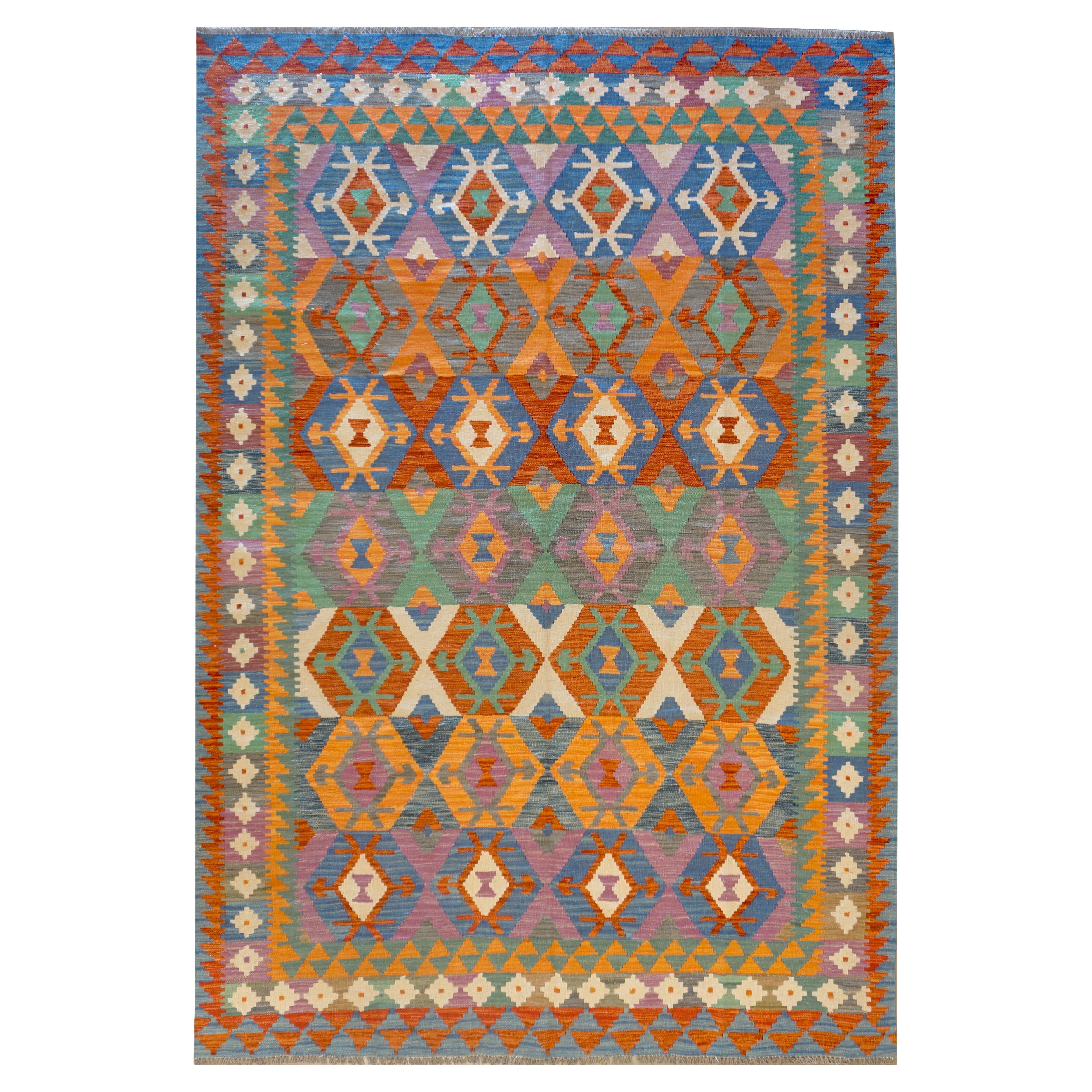Multicolored Afghan Kilim For Sale