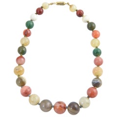 Collana di perline di agata multicolore