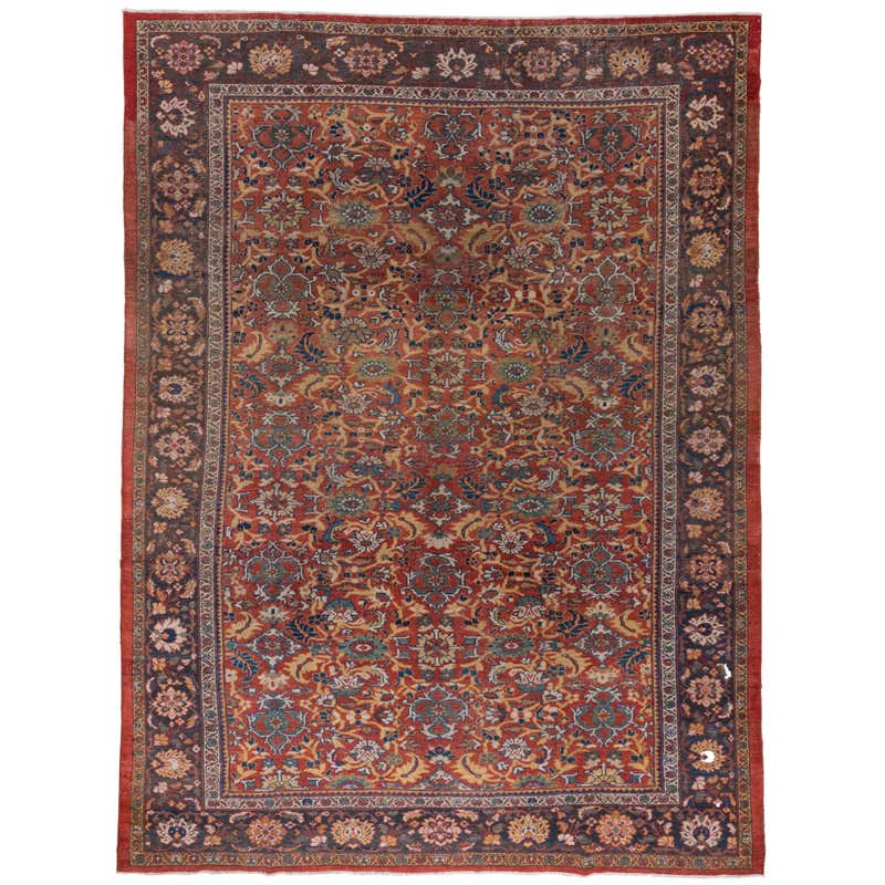Antique Red Mahal Rug For Sale at 1stDibs