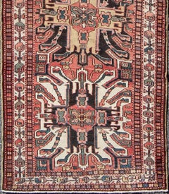 Multicolored Antique Persian Karajeh Runner with Geometric-Tribal Medallions