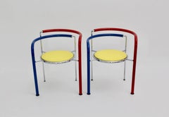 Memphis Style Vintage Pop Art Armchairs Rud Thygesen Johnny Sorensen, circa 1989