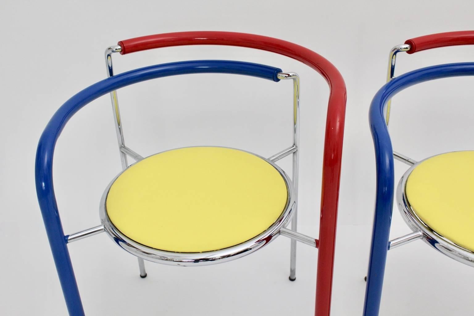 Polychromed Multicolored Vintage Armchairs by Rud Thygesen and Johnny Sorensen, circa 1989 For Sale