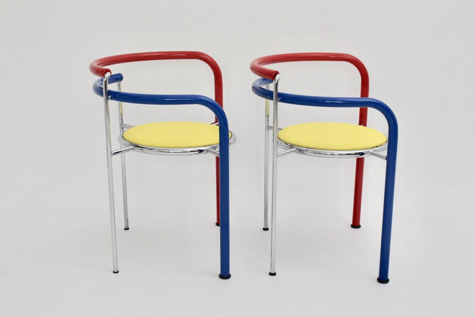 Late 20th Century Multicolored Vintage Armchairs by Rud Thygesen and Johnny Sorensen, circa 1989 For Sale