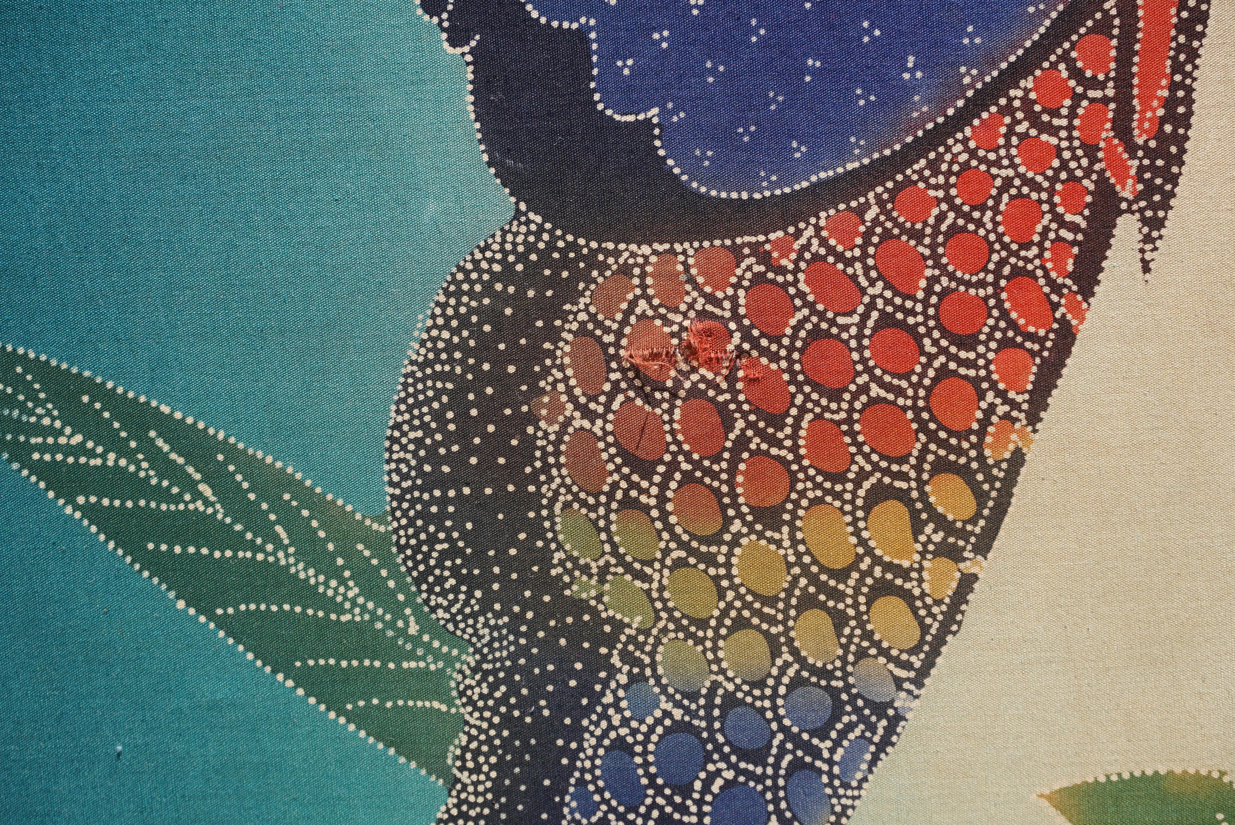 Multicolored Batik with Butterflies on frame. Central Java For Sale 2