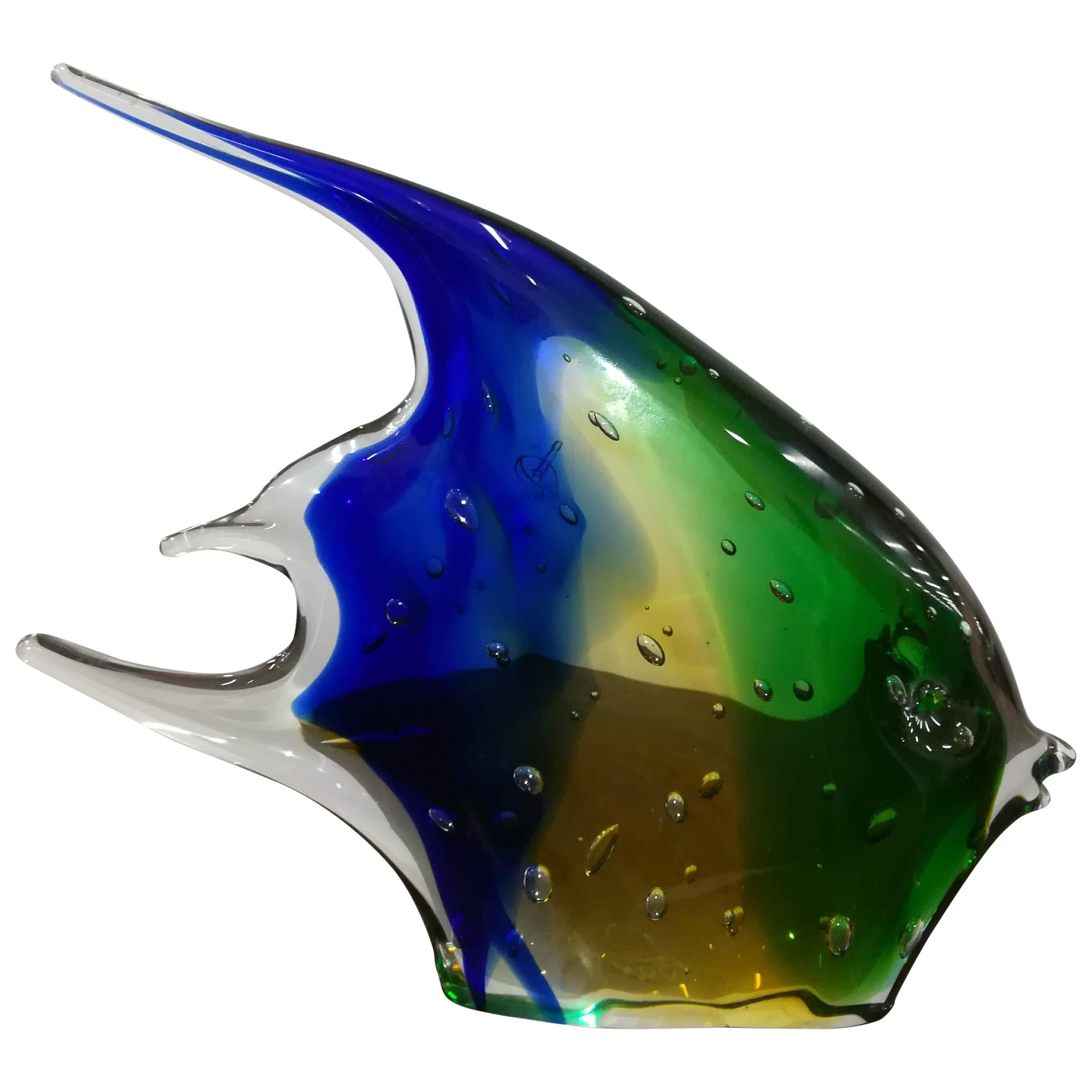 Multicolored Blown Glass Fish For Sale