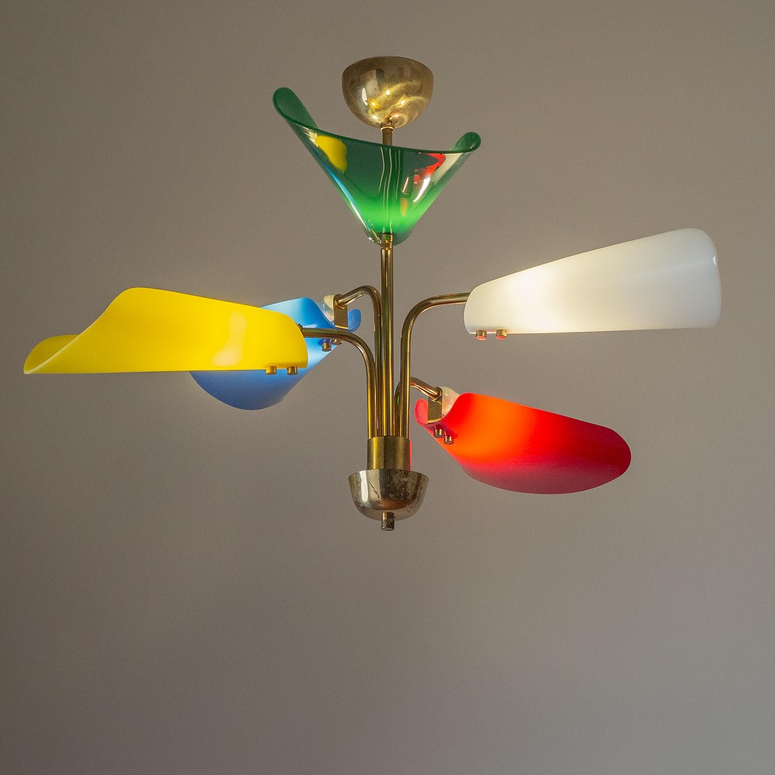 Brass Multicolored Ceiling Light, circa 1960 For Sale