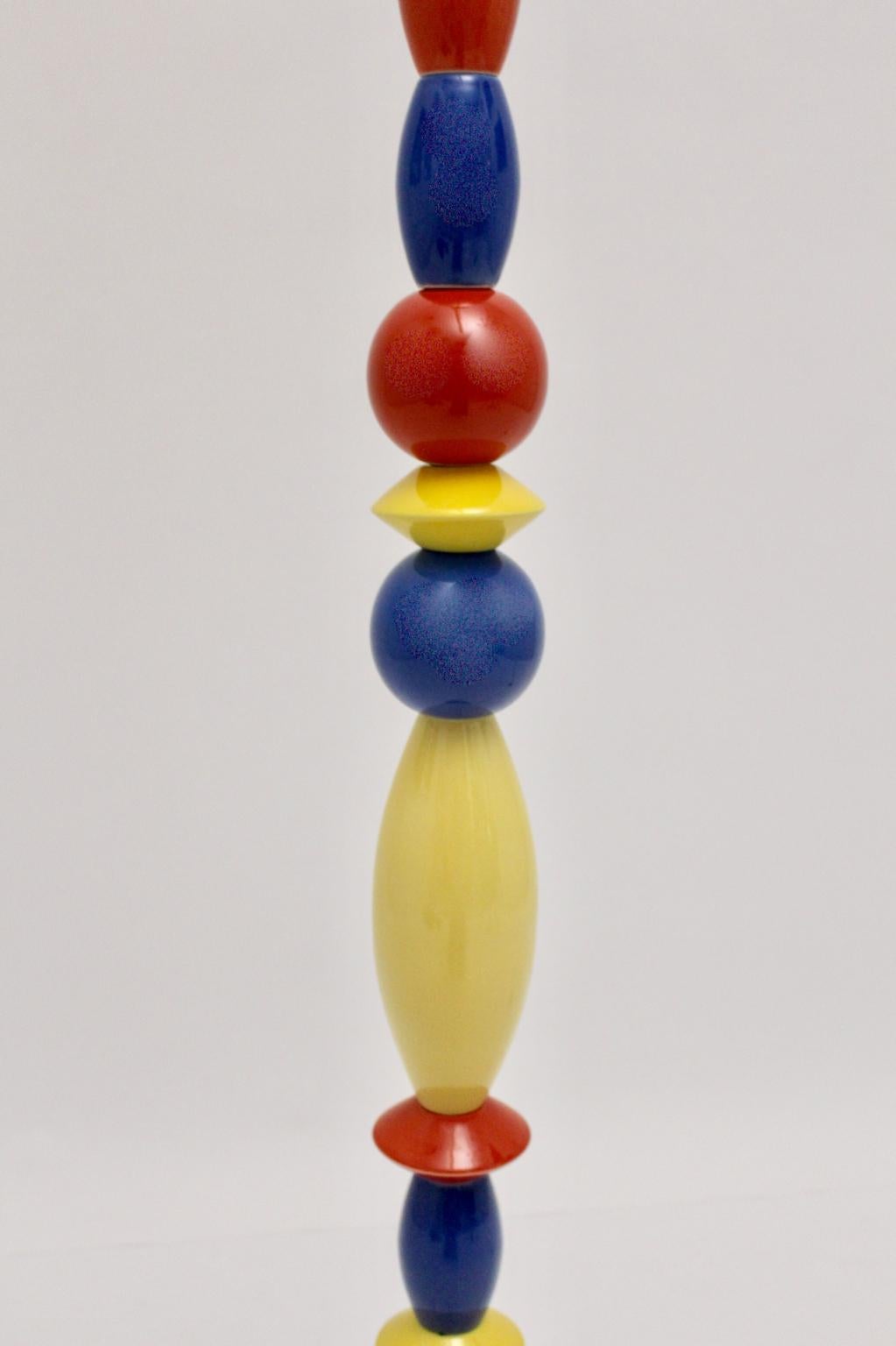Multicolored Vintage Ceramic Floor Lamp Italy 1980 in Style of Ettore Sottsass 4