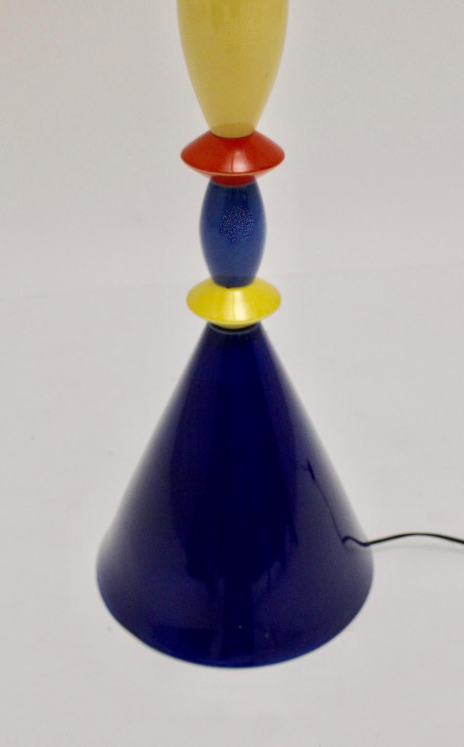 Multicolored Vintage Ceramic Floor Lamp Italy 1980 in Style of Ettore Sottsass 5