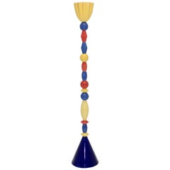 Multicolored Vintage Ceramic Floor Lamp Italy 1980 in Style of Ettore Sottsass