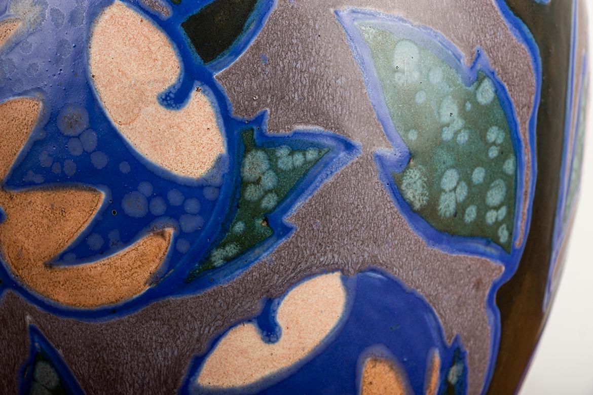 Inizio XX secolo Vaso in ceramica multicolore, periodo Art Nouveau, manifattura Revernay, anni 1910 in vendita