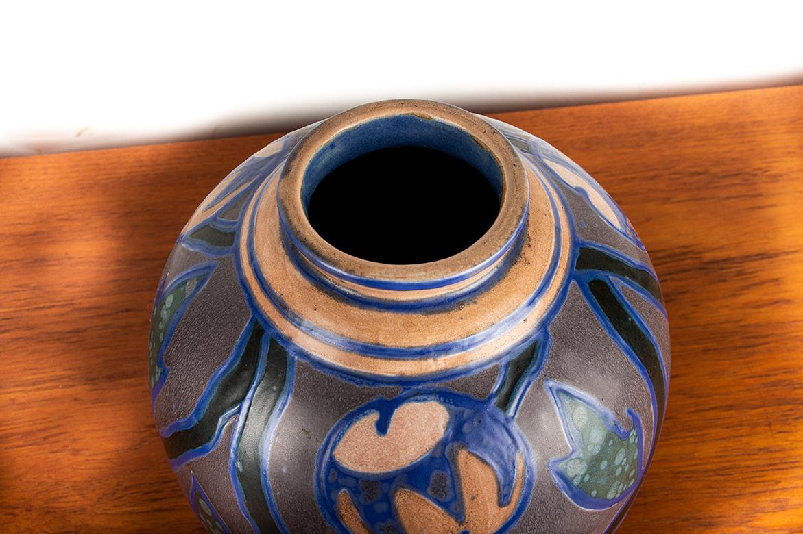 Vaso in ceramica multicolore, periodo Art Nouveau, manifattura Revernay, anni 1910 in vendita 2