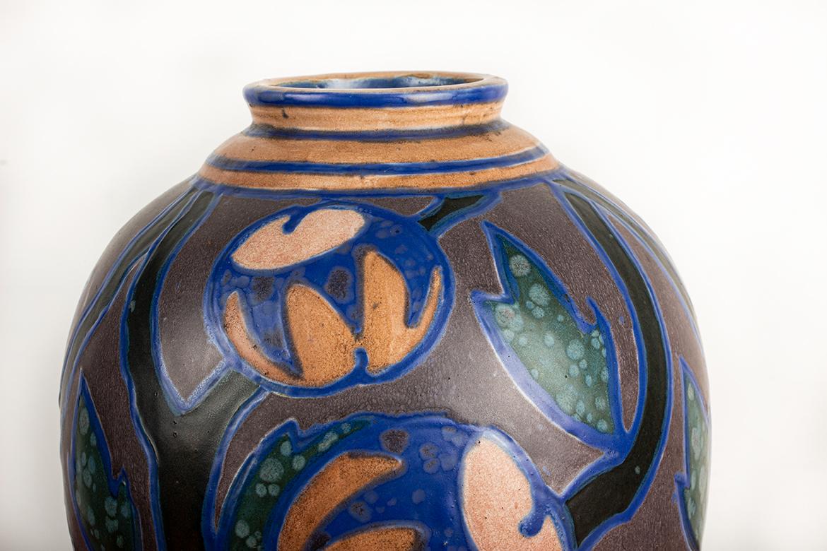 Vaso in ceramica multicolore, periodo Art Nouveau, manifattura Revernay, anni 1910 in vendita 3