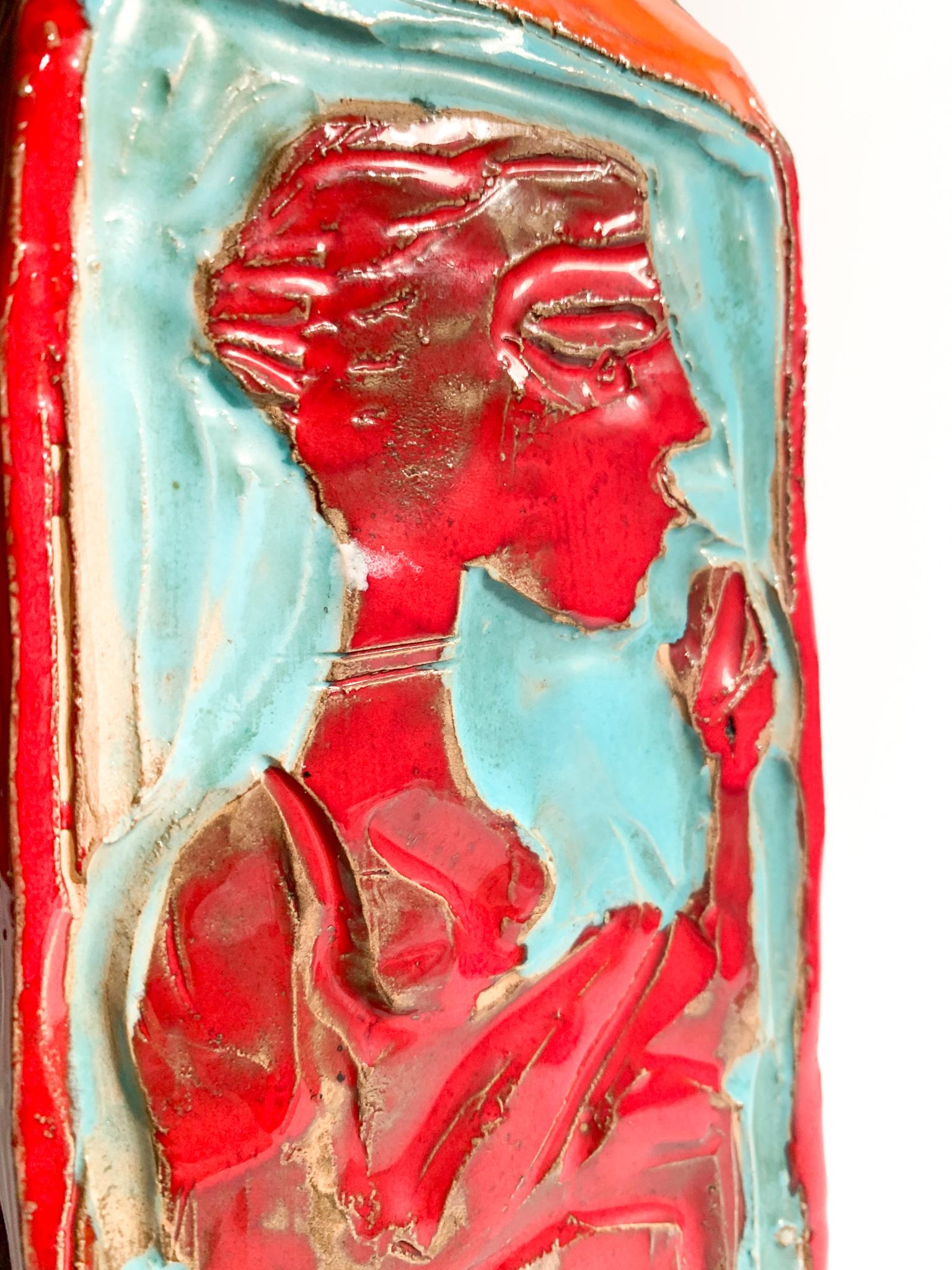 Mehrfarbige Keramikvase, die der Cantagalli-Manufaktur in den 1950er Jahren zugeschrieben wird im Angebot 5