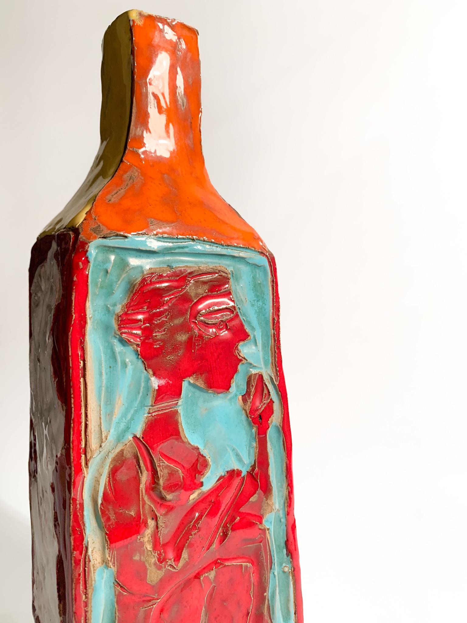 Vase en céramique multicolore attribué à la manufacture Cantagalli dans les années 1950 en vente 5