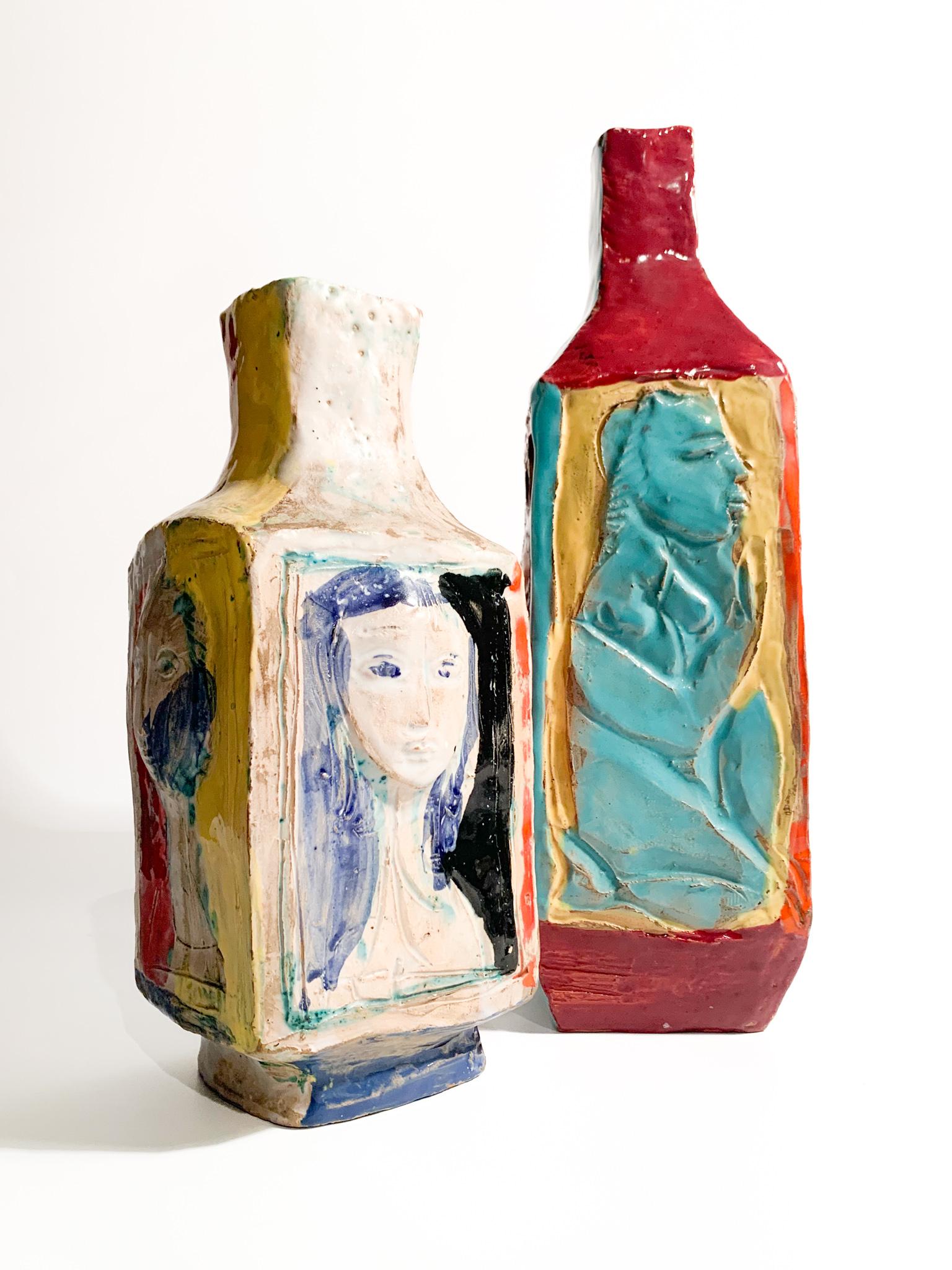 Mehrfarbige Keramikvase, die der Cantagalli-Manufaktur in den 1950er Jahren zugeschrieben wird im Angebot 9