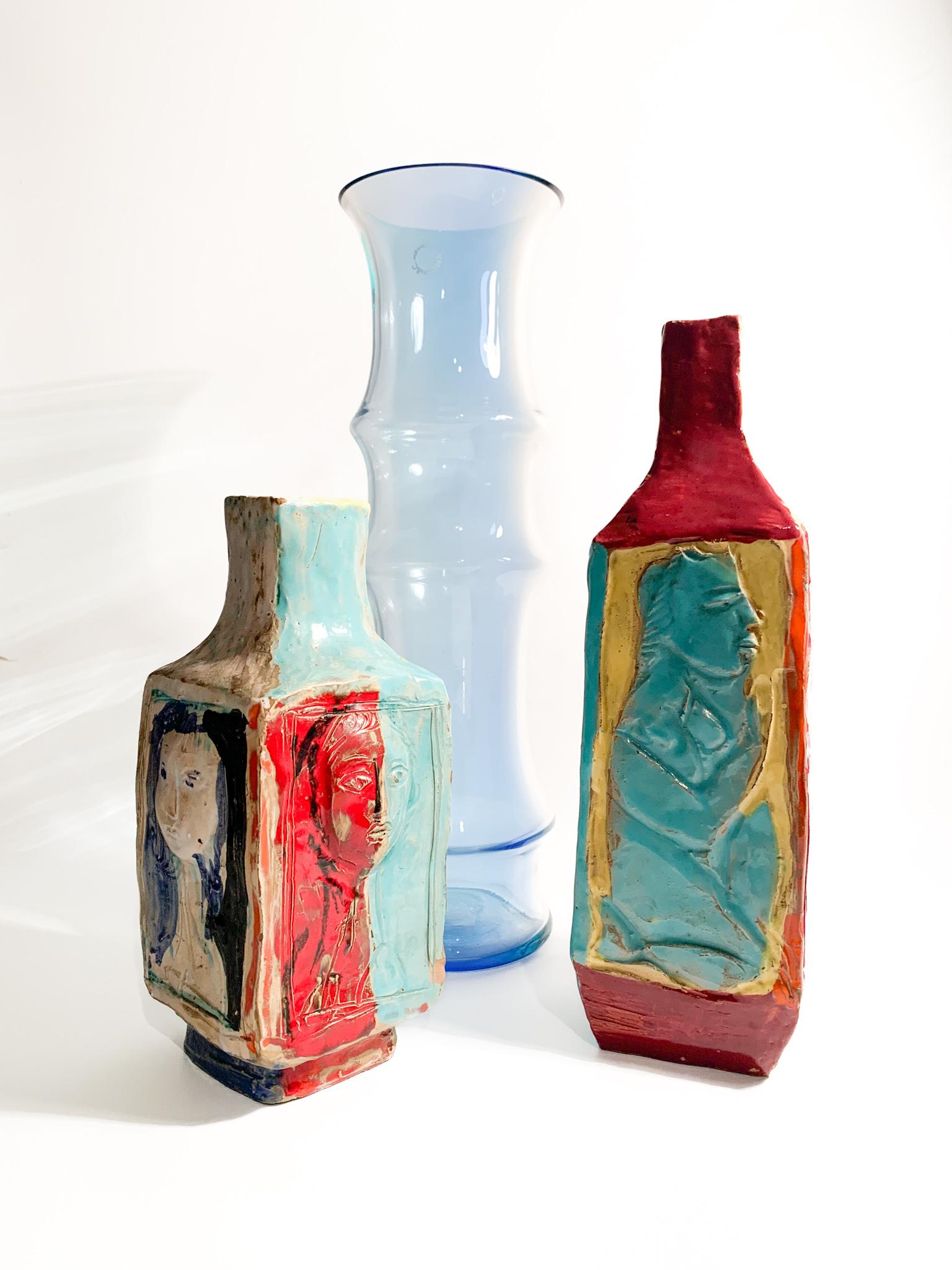 Mehrfarbige Keramikvase, die der Cantagalli-Manufaktur in den 1950er Jahren zugeschrieben wird im Angebot 10