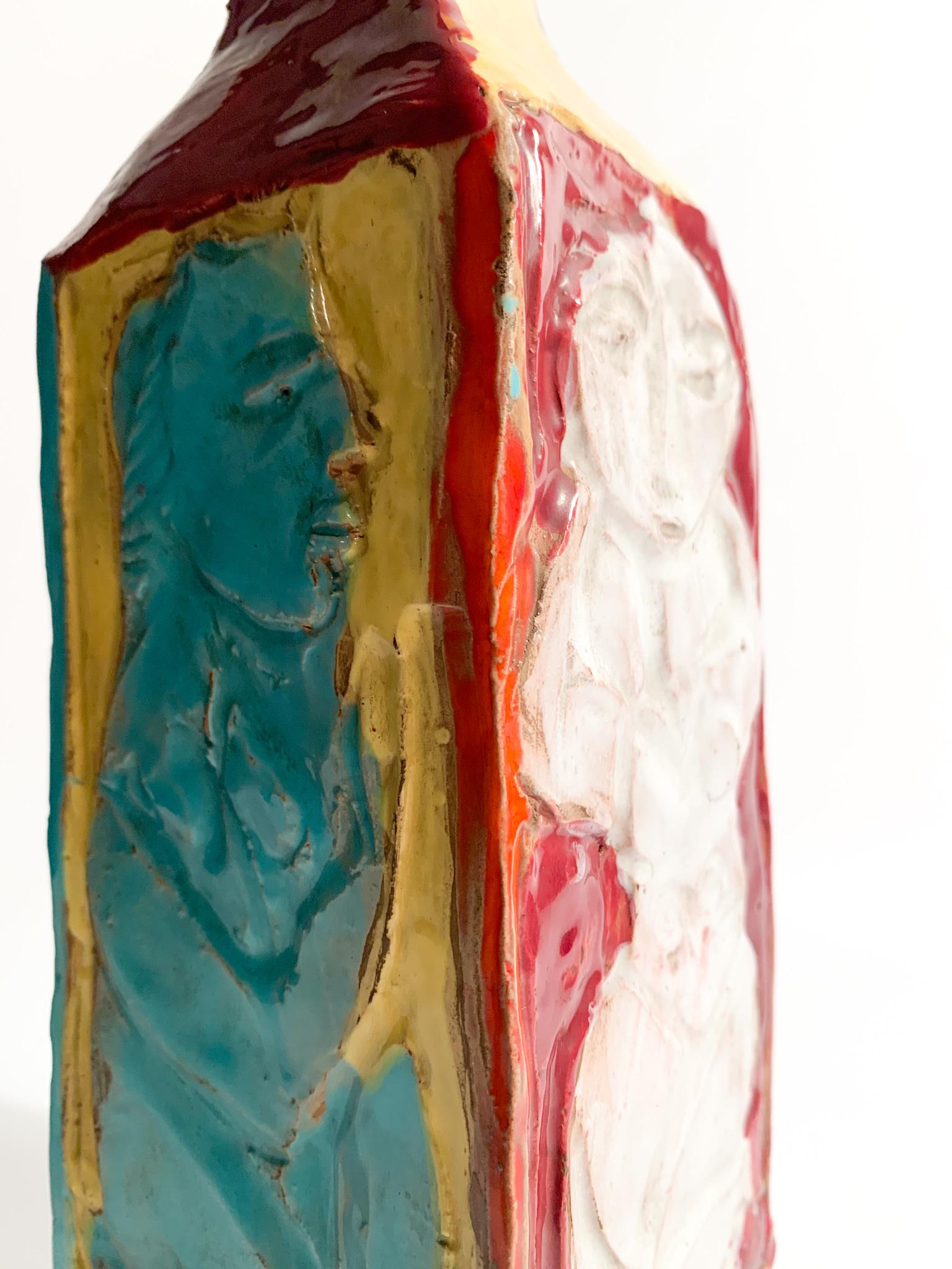 Mehrfarbige Keramikvase, die der Cantagalli-Manufaktur in den 1950er Jahren zugeschrieben wird im Zustand „Gut“ im Angebot in Milano, MI