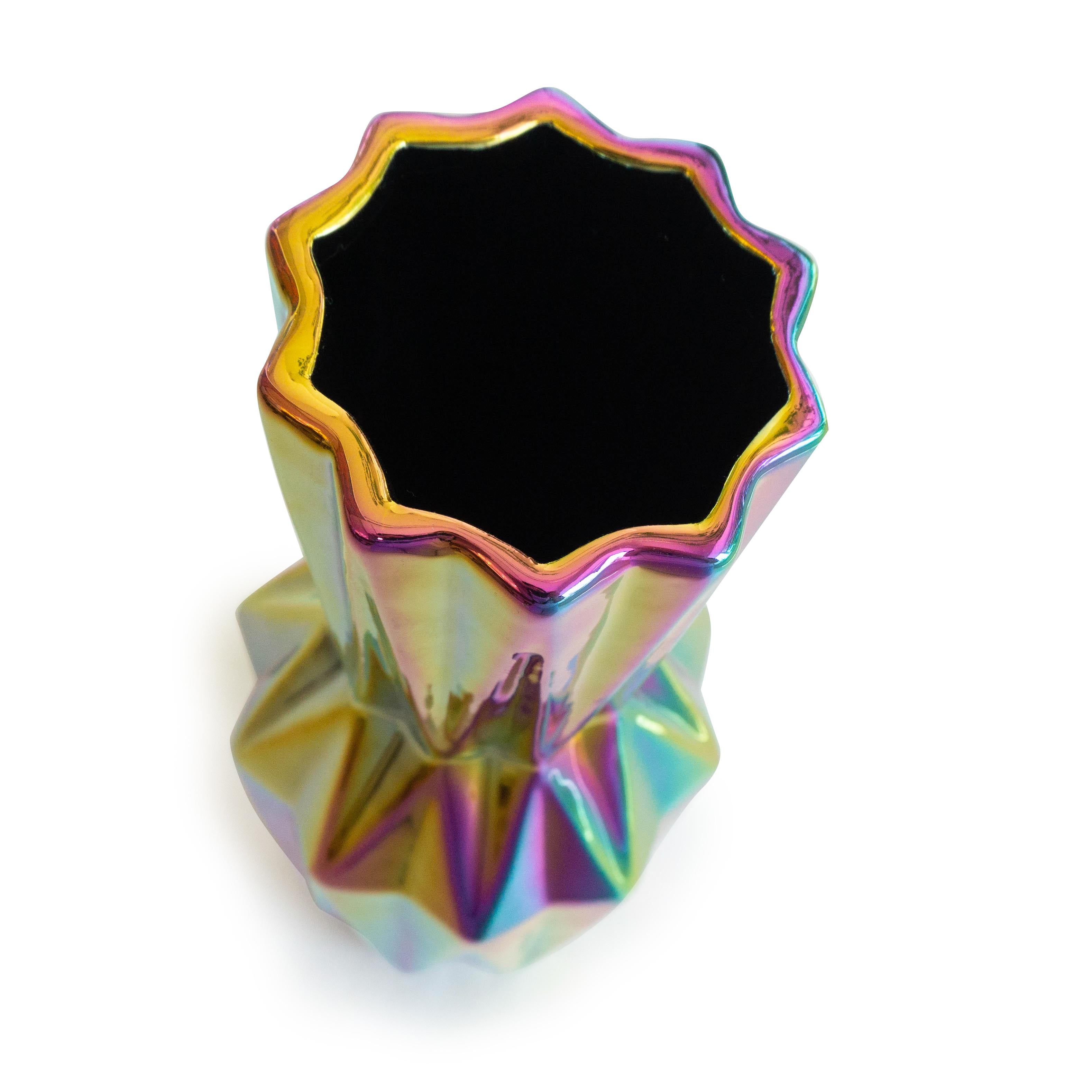 Dutch Multicolored Ceramic Vase with Geometric Silhouette