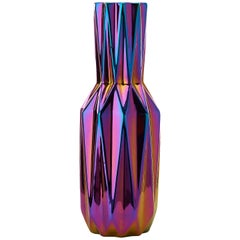 Multicolored Ceramic Vase with Geometric Silhouette