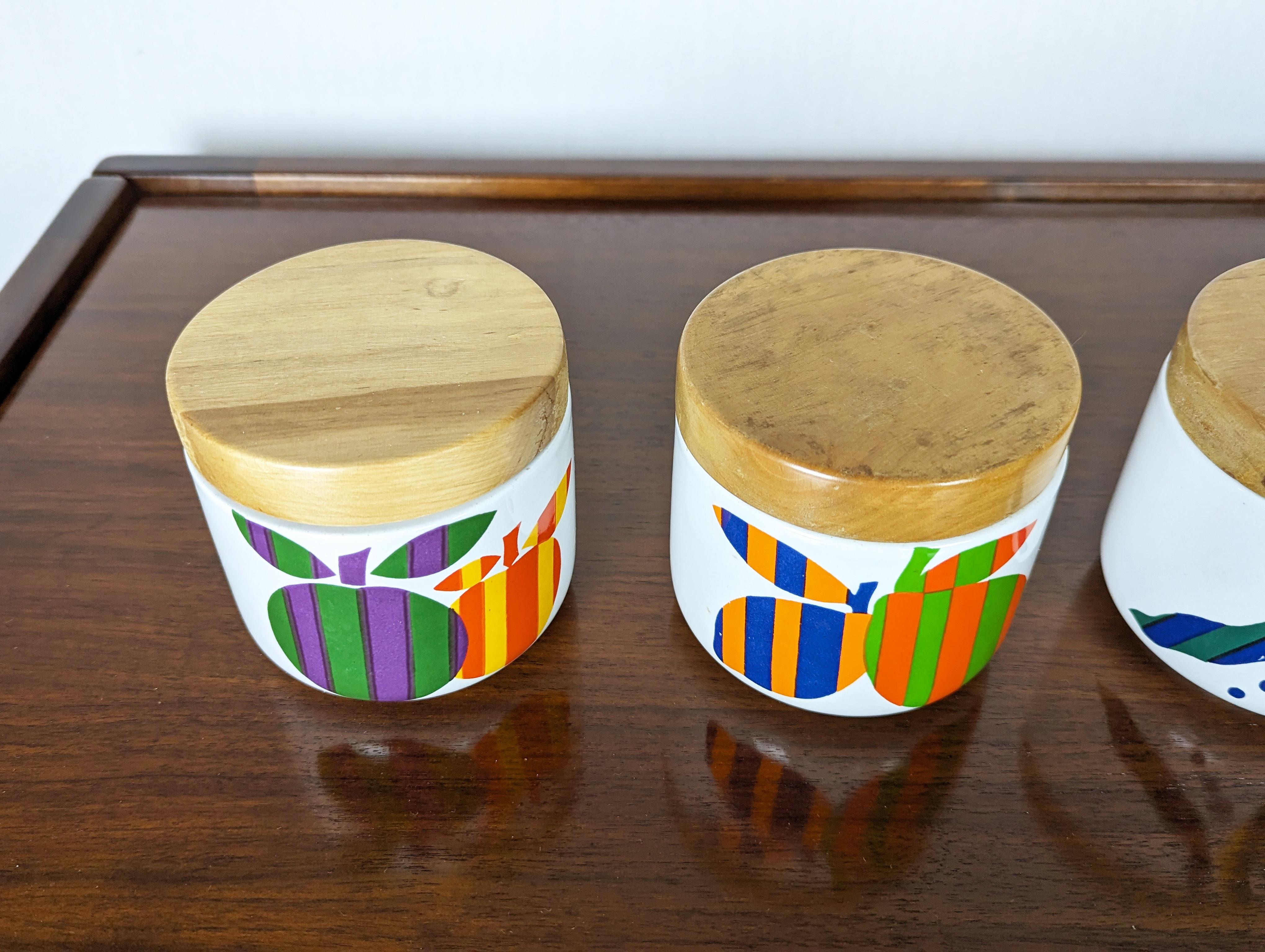 Ceramic Multicolored ceramic & wood 1960s box by Ambrogio Pozzi for F. Pozzi, set of 4 For Sale