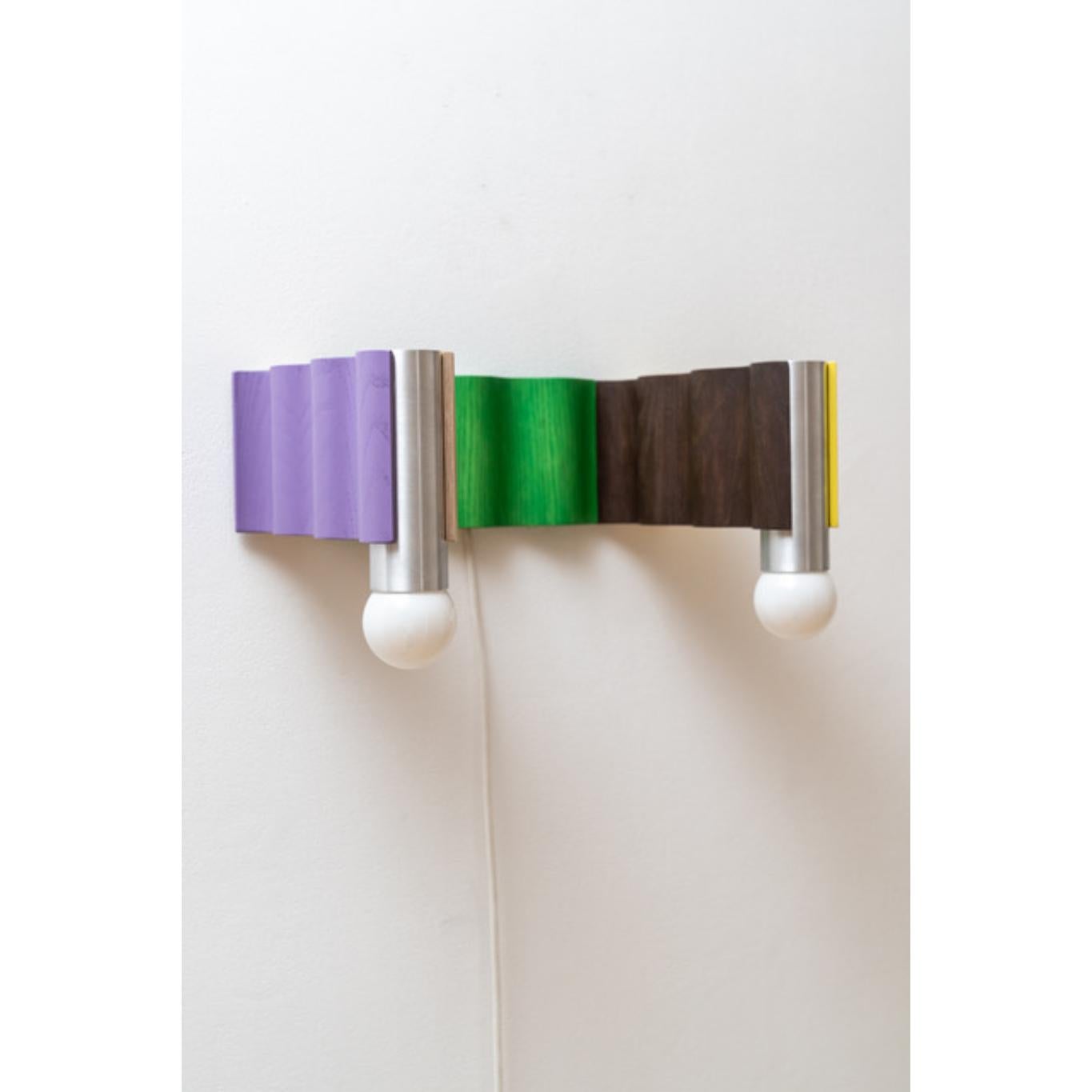 English Multicolored Corrugation Lights Double Sconce by Theodora Alfredsdottir For Sale